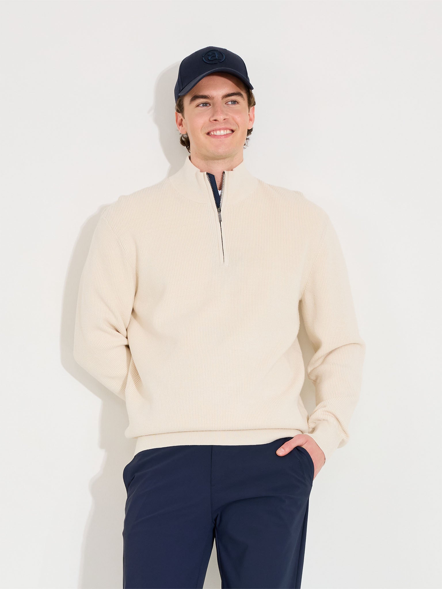 Mens Niblick knitted pullover - clam – Abacus Sportswear
