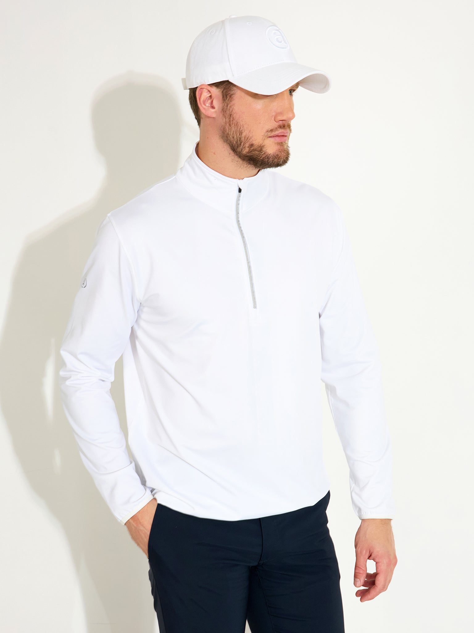 Mens Cradoc halfzip fleece - white – Abacus Sportswear