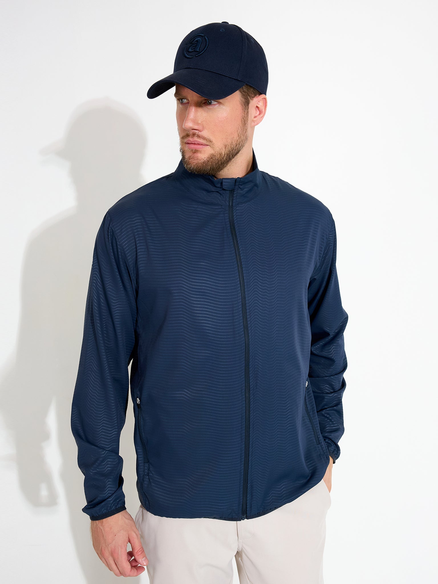 Mens Lanark classics stretch windjacket - navy – Abacus Sportswear