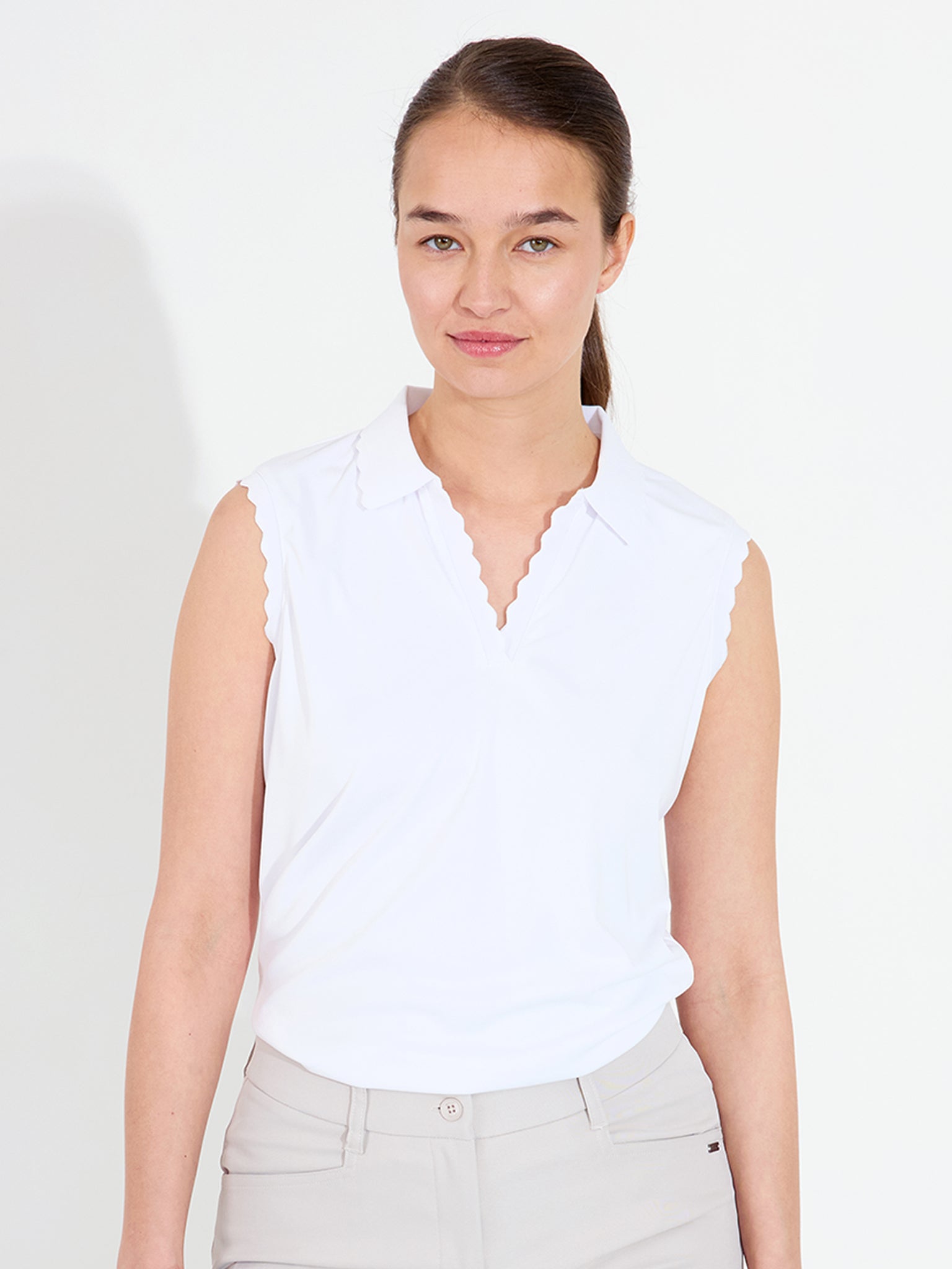 Lds Victoria drycool sleeveless - white – Abacus Sportswear