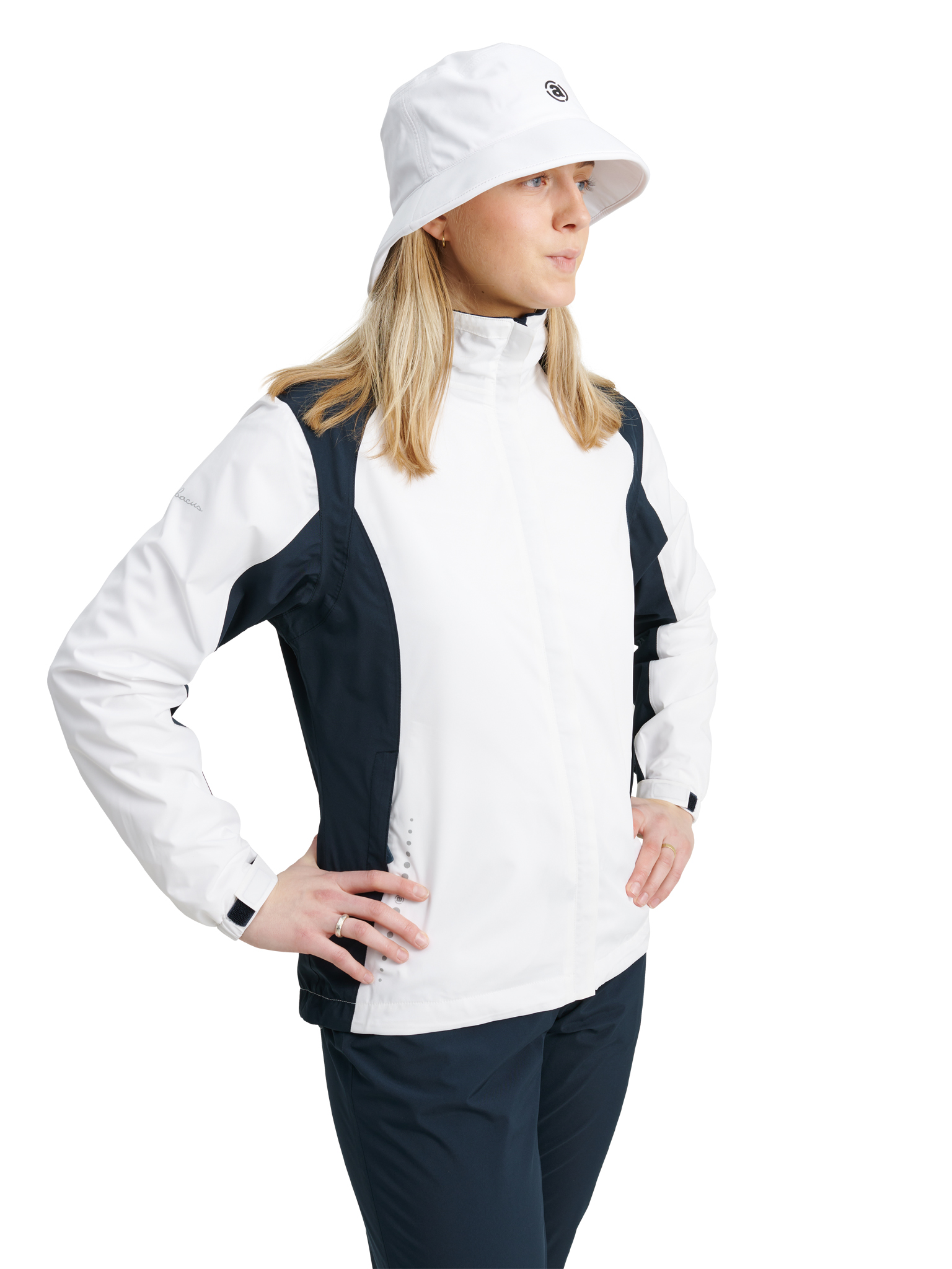 Lds Links stretch rainjacket - white/navy in the group WOMEN / Rainwear at Abacus Sportswear (2076193)