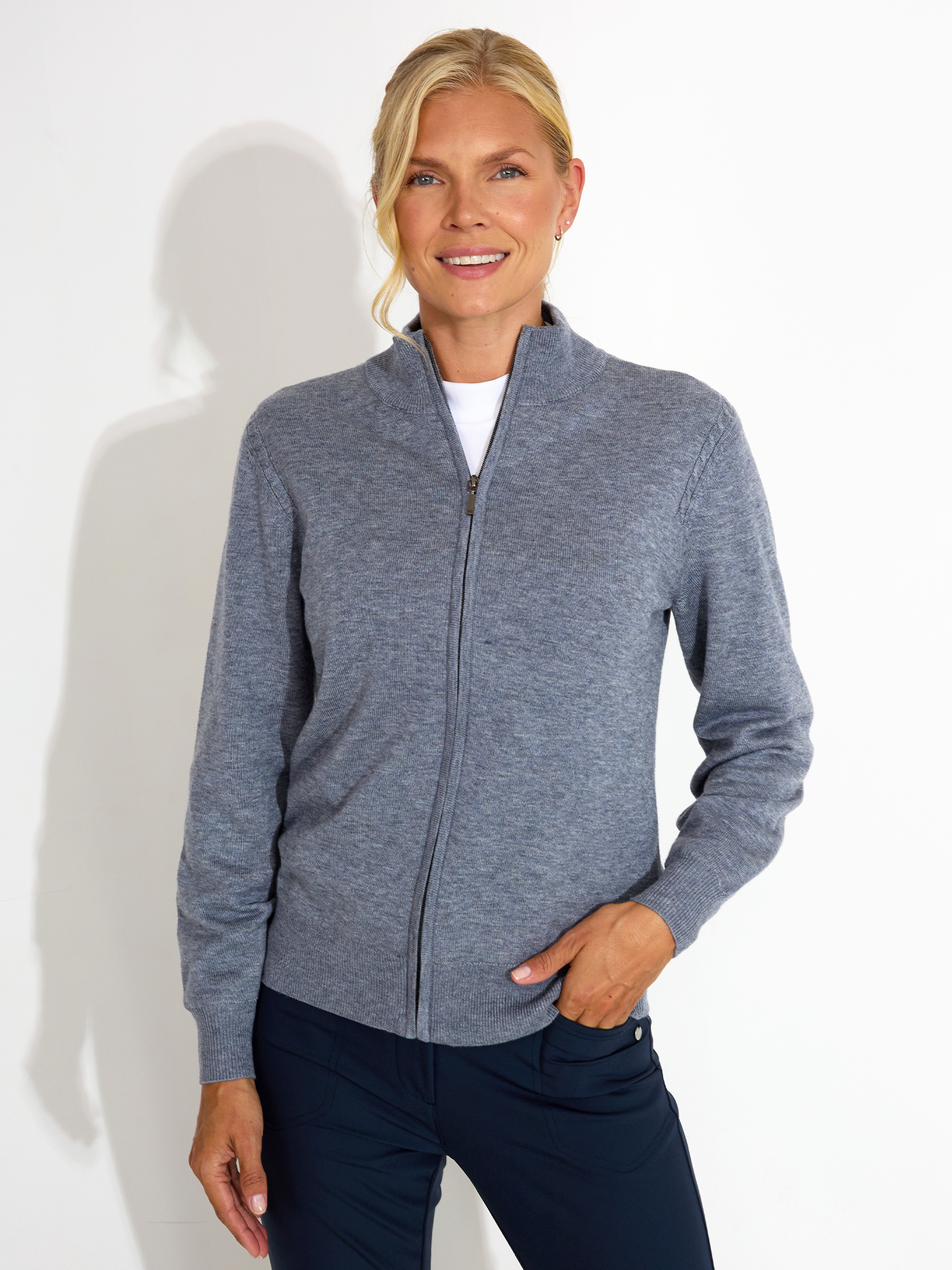 Lds Liffin knitted windstopper - greymelange i gruppen DAM / Tröjor hos Abacus Sportswear (2346660)