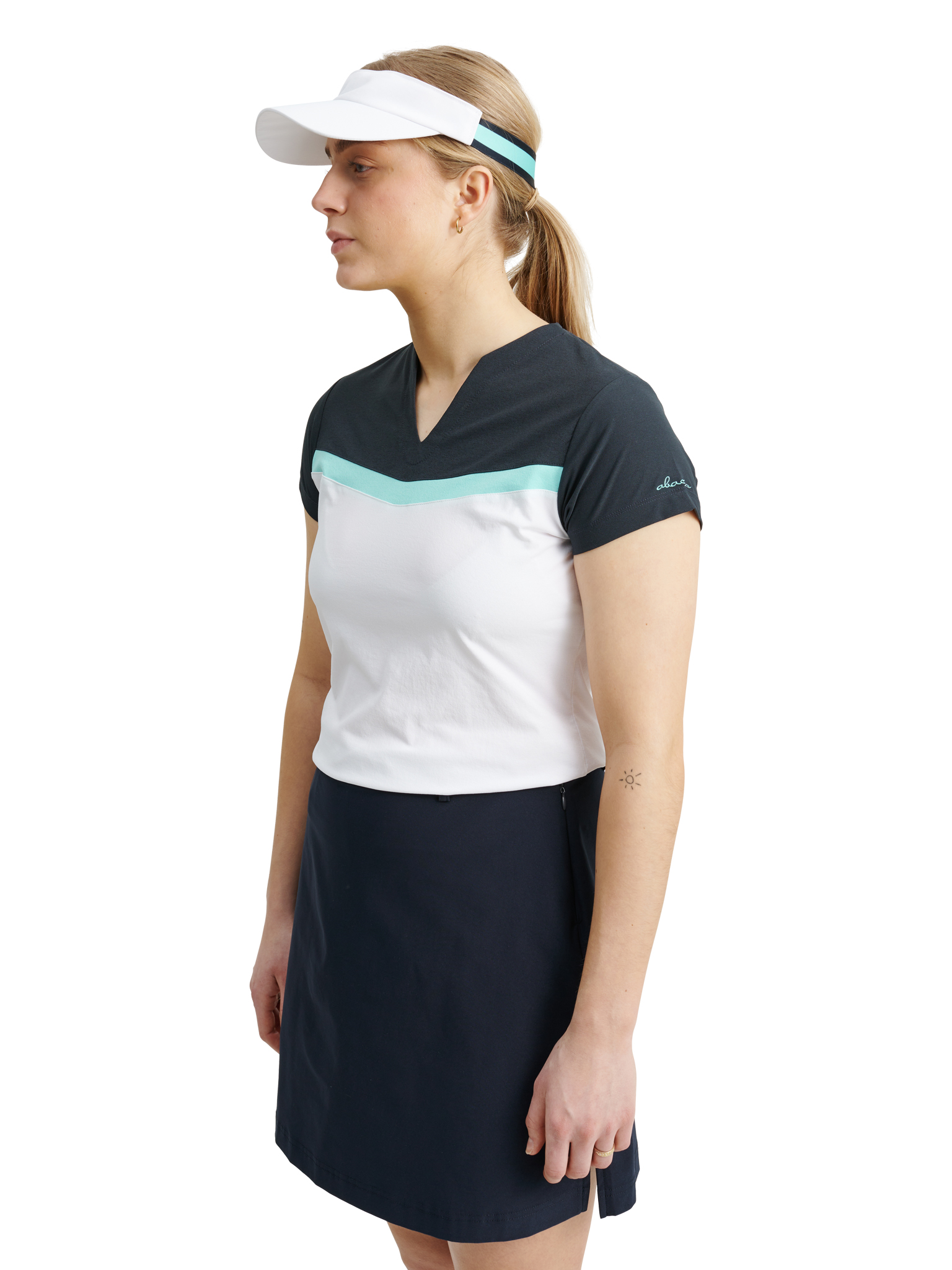 Lds Erin cupsleeve - aqua/white i gruppen DAM / Alla damkläder hos Abacus Sportswear (2690342)