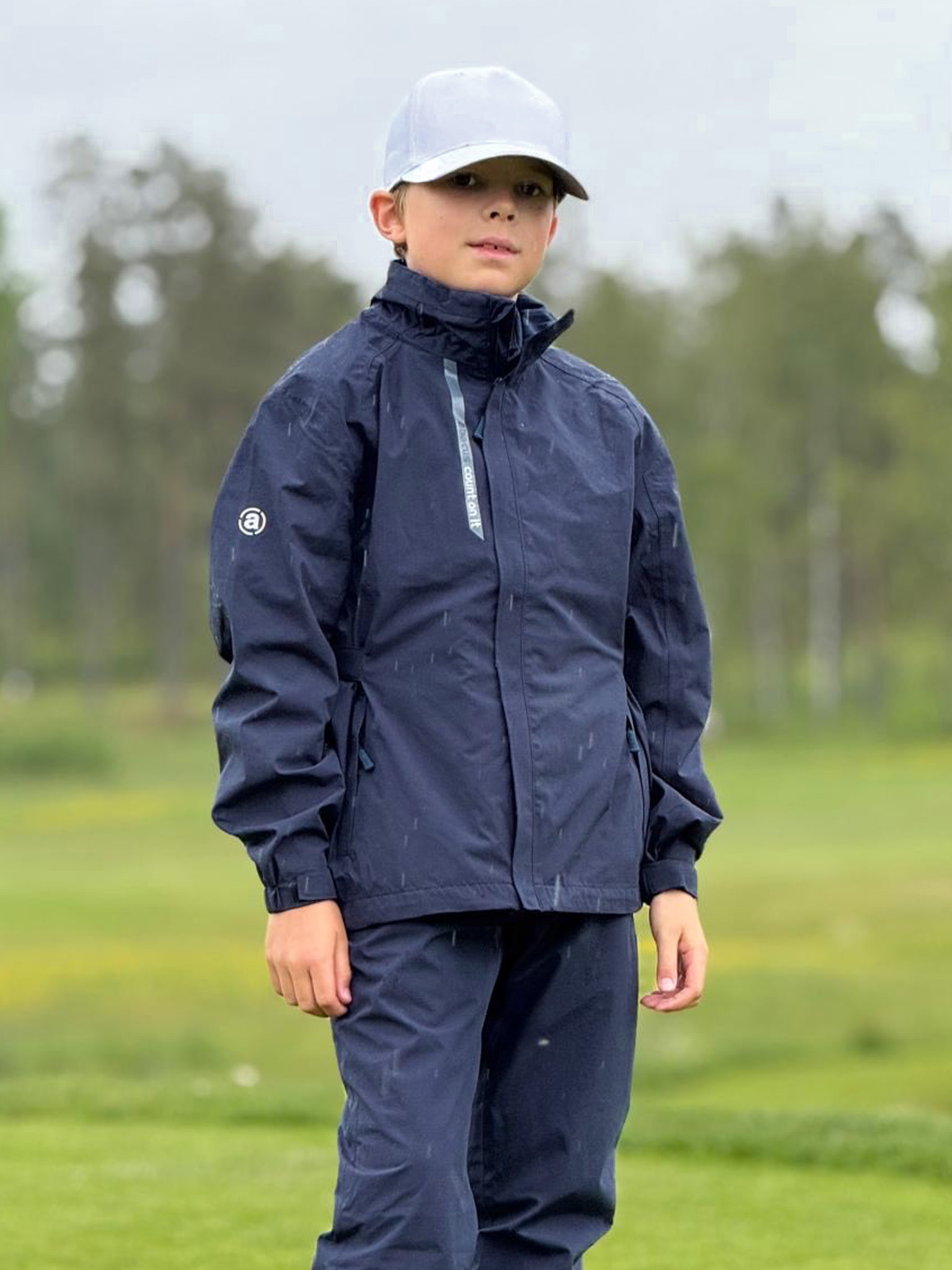 Jr Links  rainjacket - navy in the group JUNIOR / Rainwear at Abacus Sportswear (5104300)