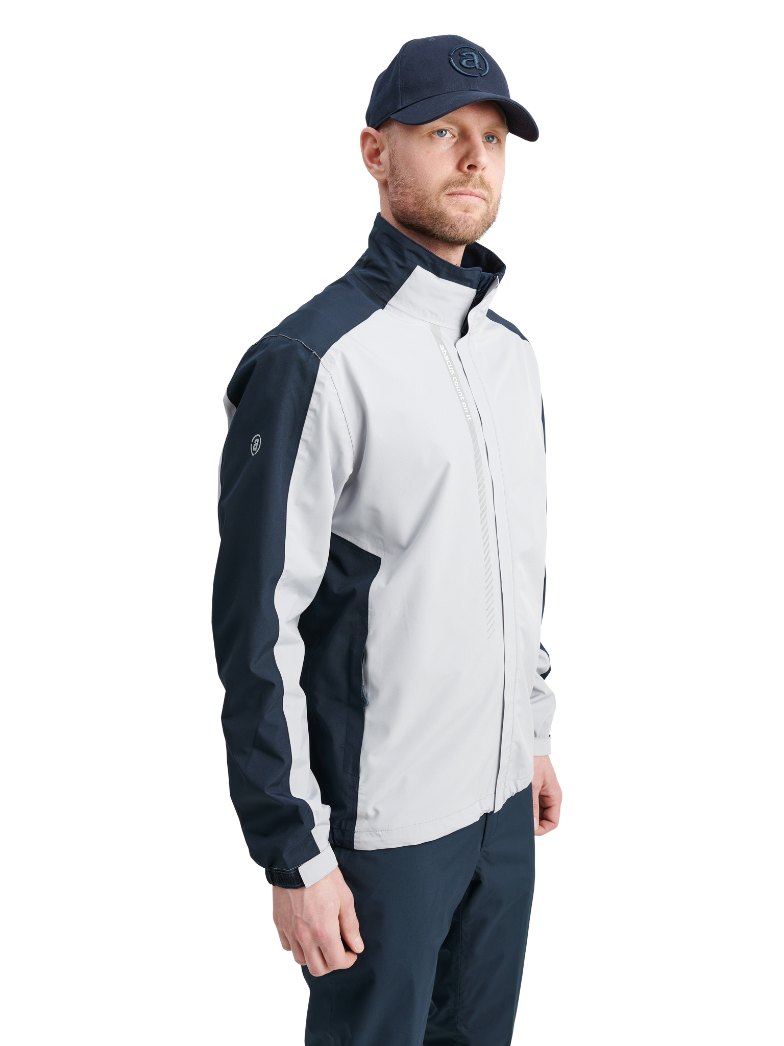 Mens Links stretch rainjacket - navy/lt.grey in the group MEN / Rainwear / Links | Men at Abacus Sportswear (6076373)