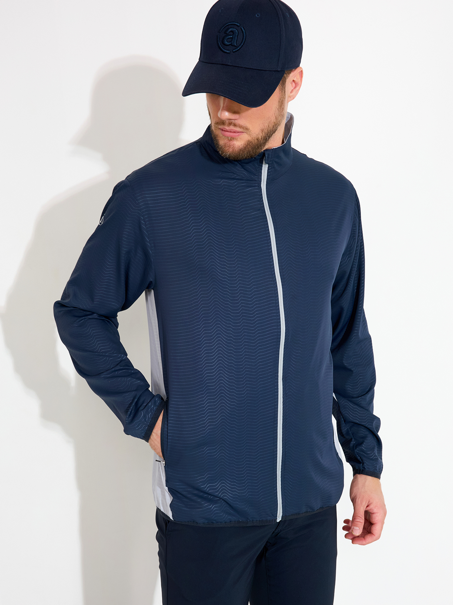 Mens Lanark classics stretch windjacket - navy/lt.grey in the group MEN / Spring collection at Abacus Sportswear (6300373)