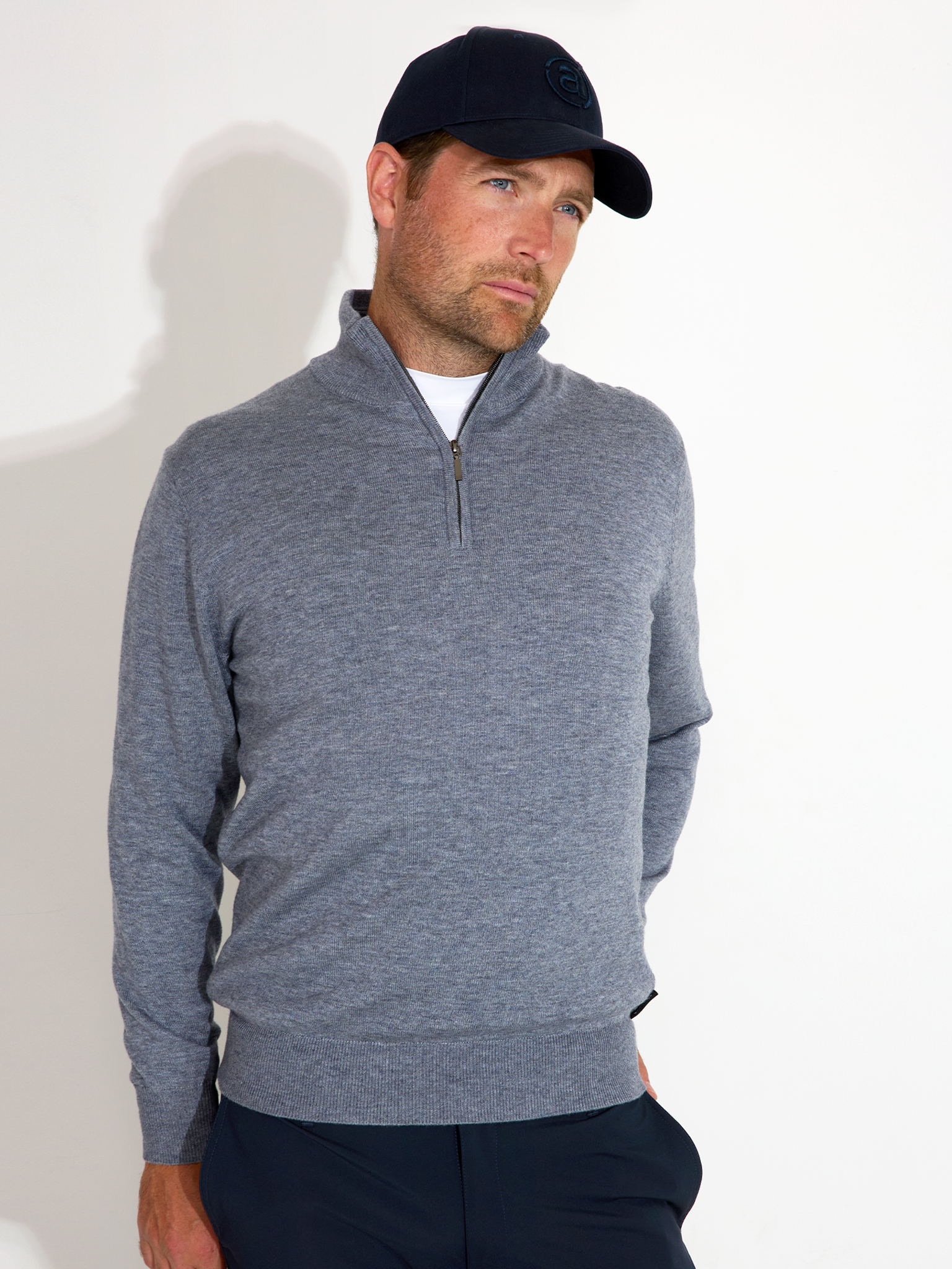 Mens Liffin knitted windstopper - greymelange in the group MEN / Sweaters at Abacus Sportswear (6346660)