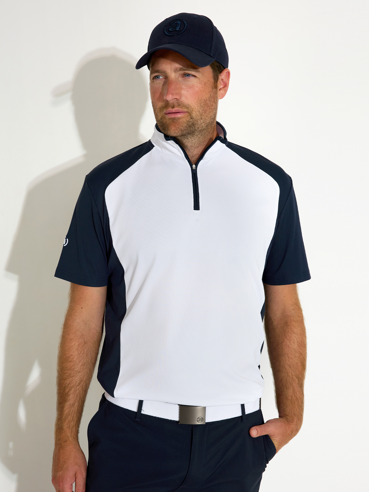 Mens Turnberry polo - white/navy i gruppen HERR / Pikéer hos Abacus Sportswear (6786193)