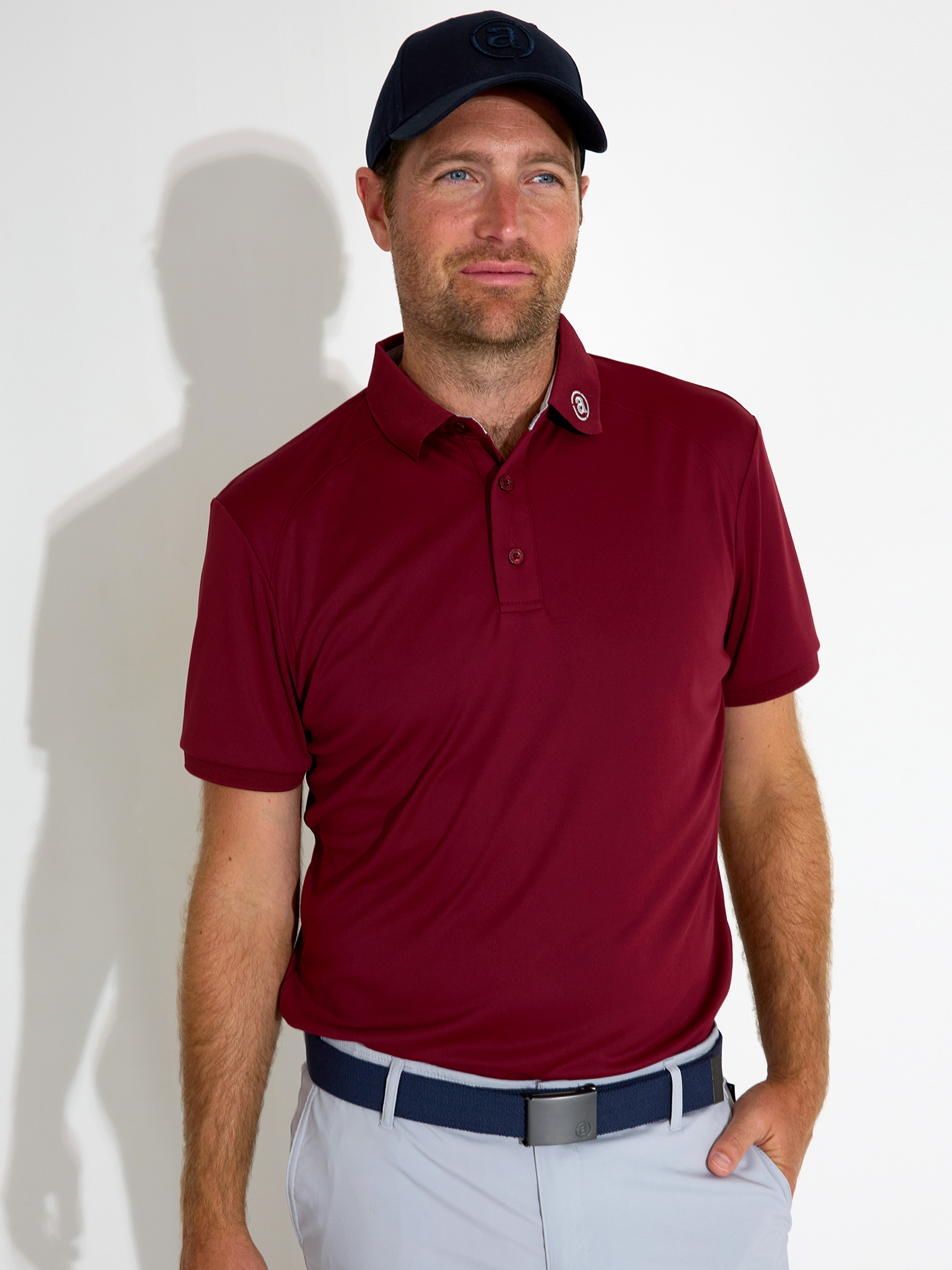 Mens Hammel recycled polo - cranberry i gruppen HERR / Pikéer hos Abacus Sportswear (6790411)