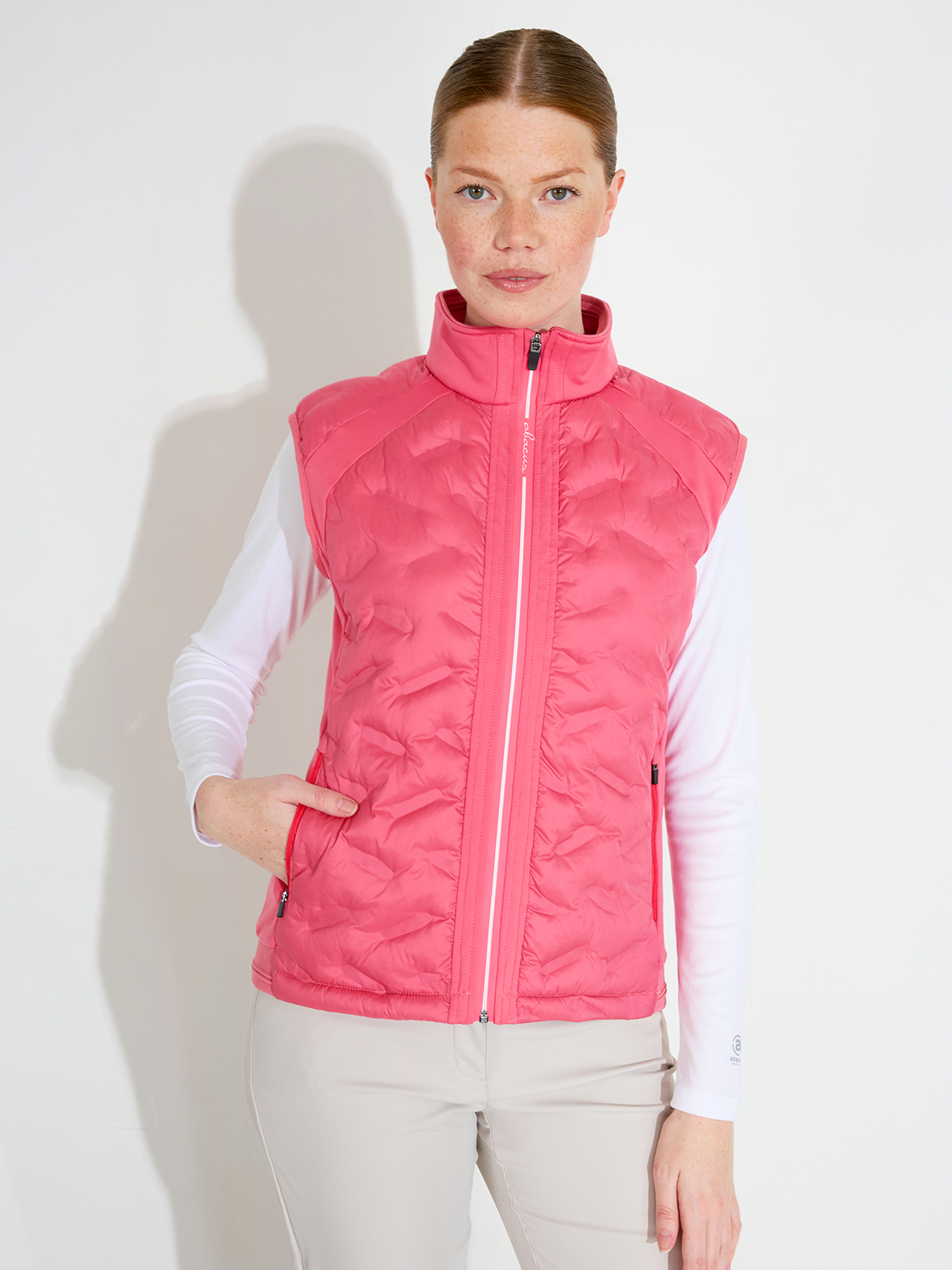 Lds Portrush hybrid vest - lipstick