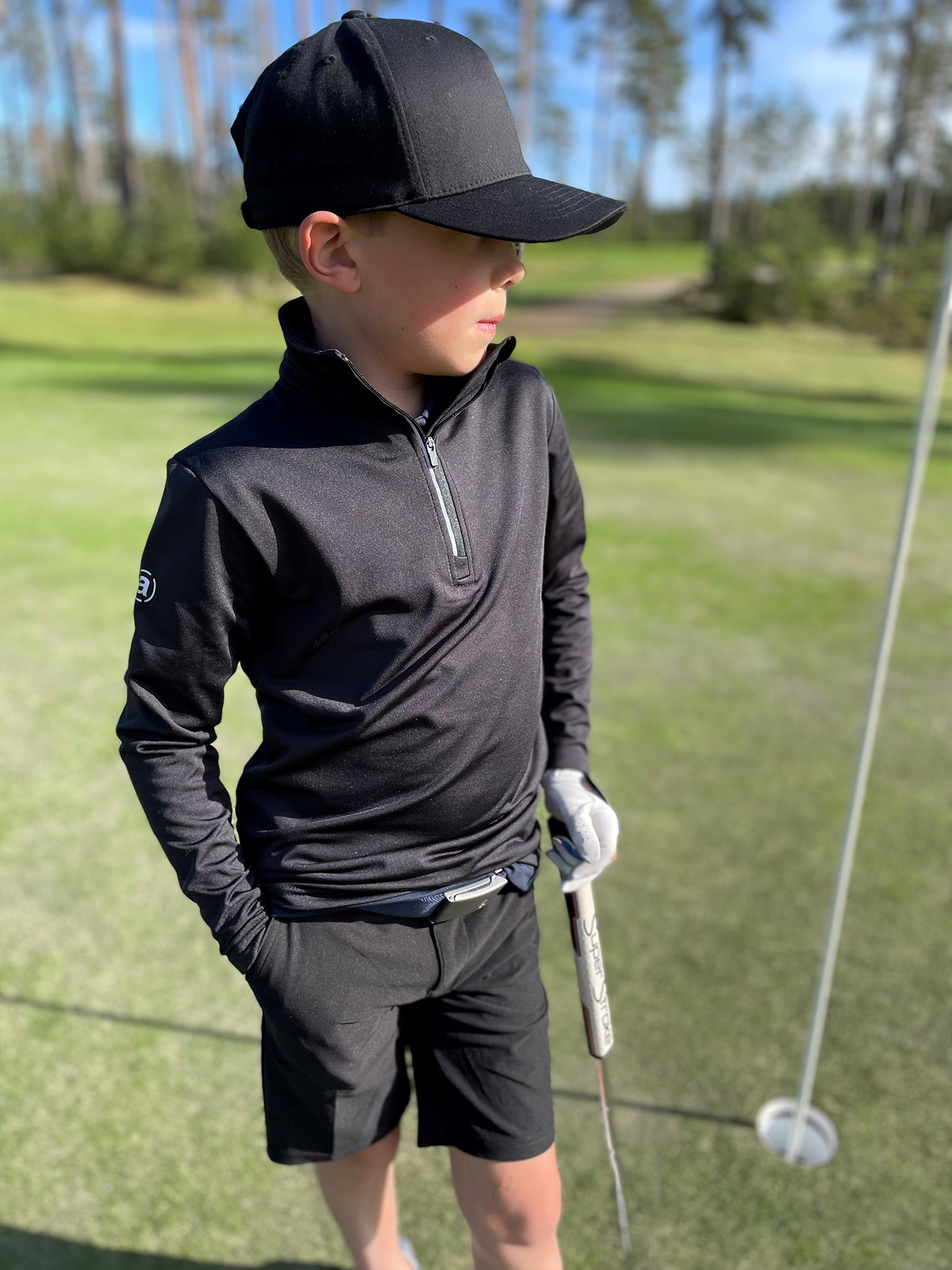 Jr Dunbar halfzip fleece - black