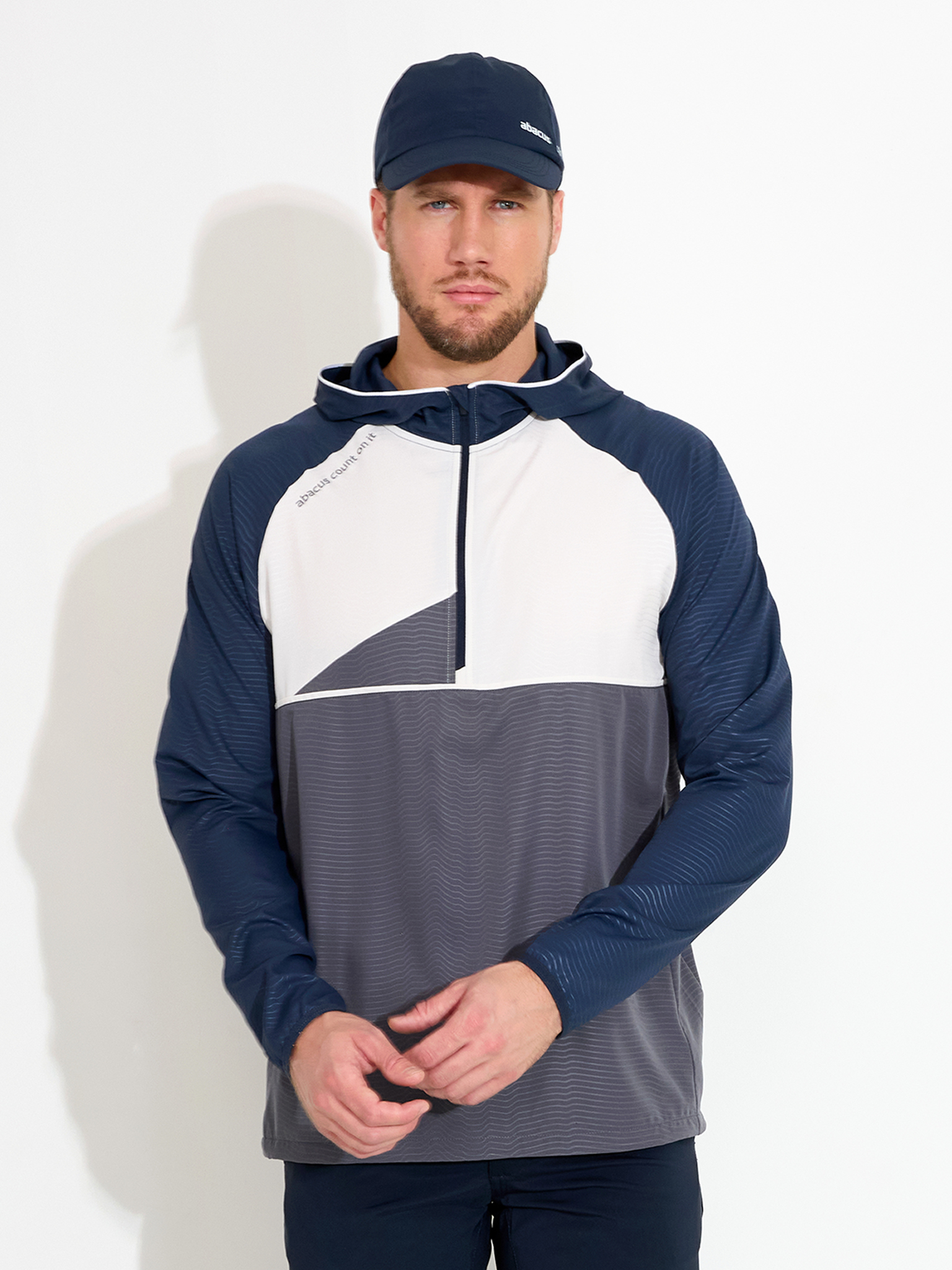 Mens Lanark stretch windhoodie - navy/grey