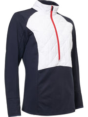 Lds Troon hybrid 1/2 zip - navy/white