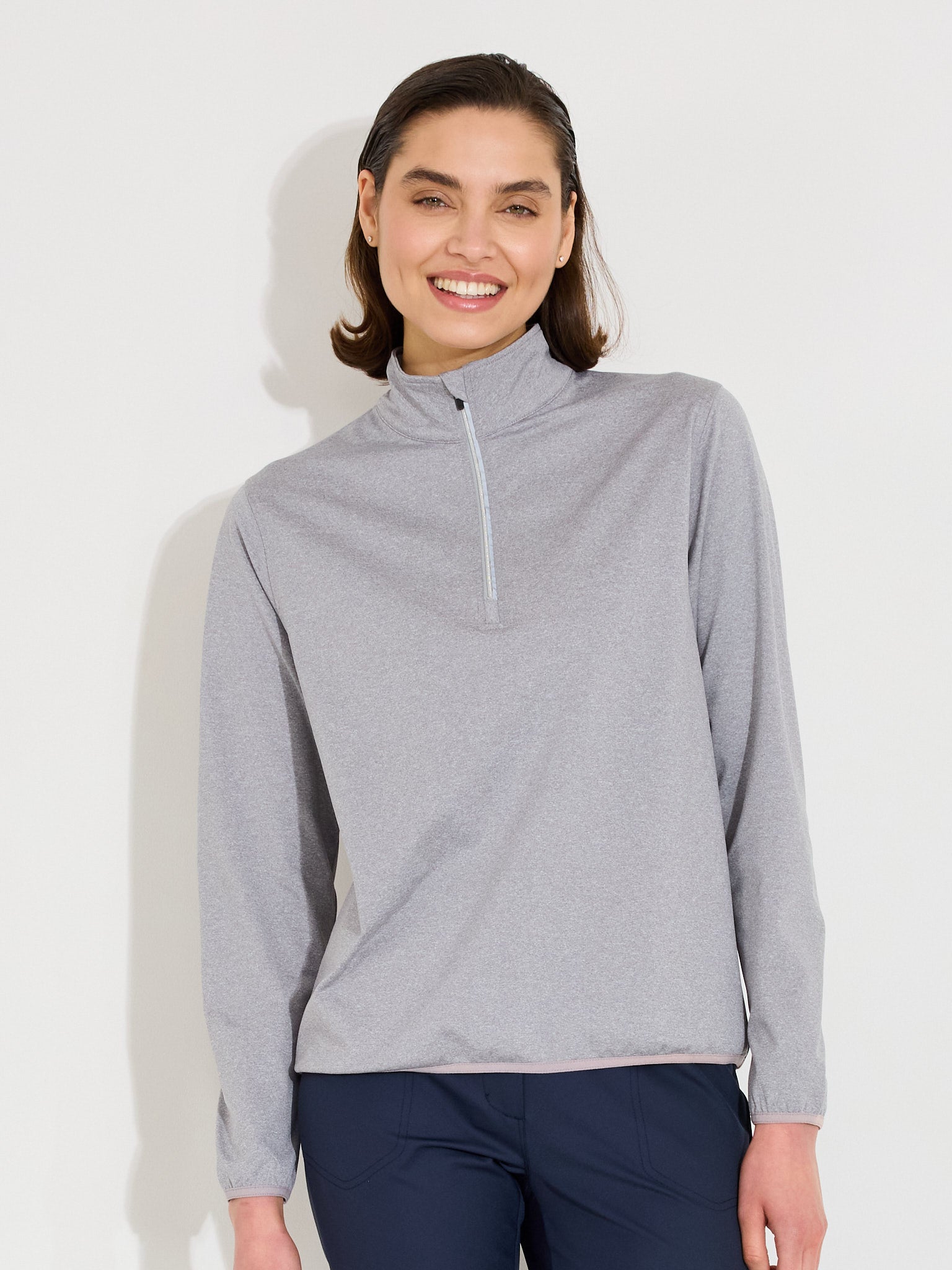 Lds Cradoc halfzip fleece - lt.greymelange