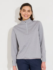 Lds Cradoc halfzip fleece - lt.greymelange