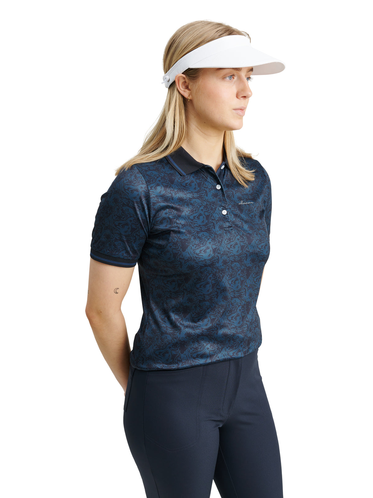 Lds Cherry polo - peacock blue-1
