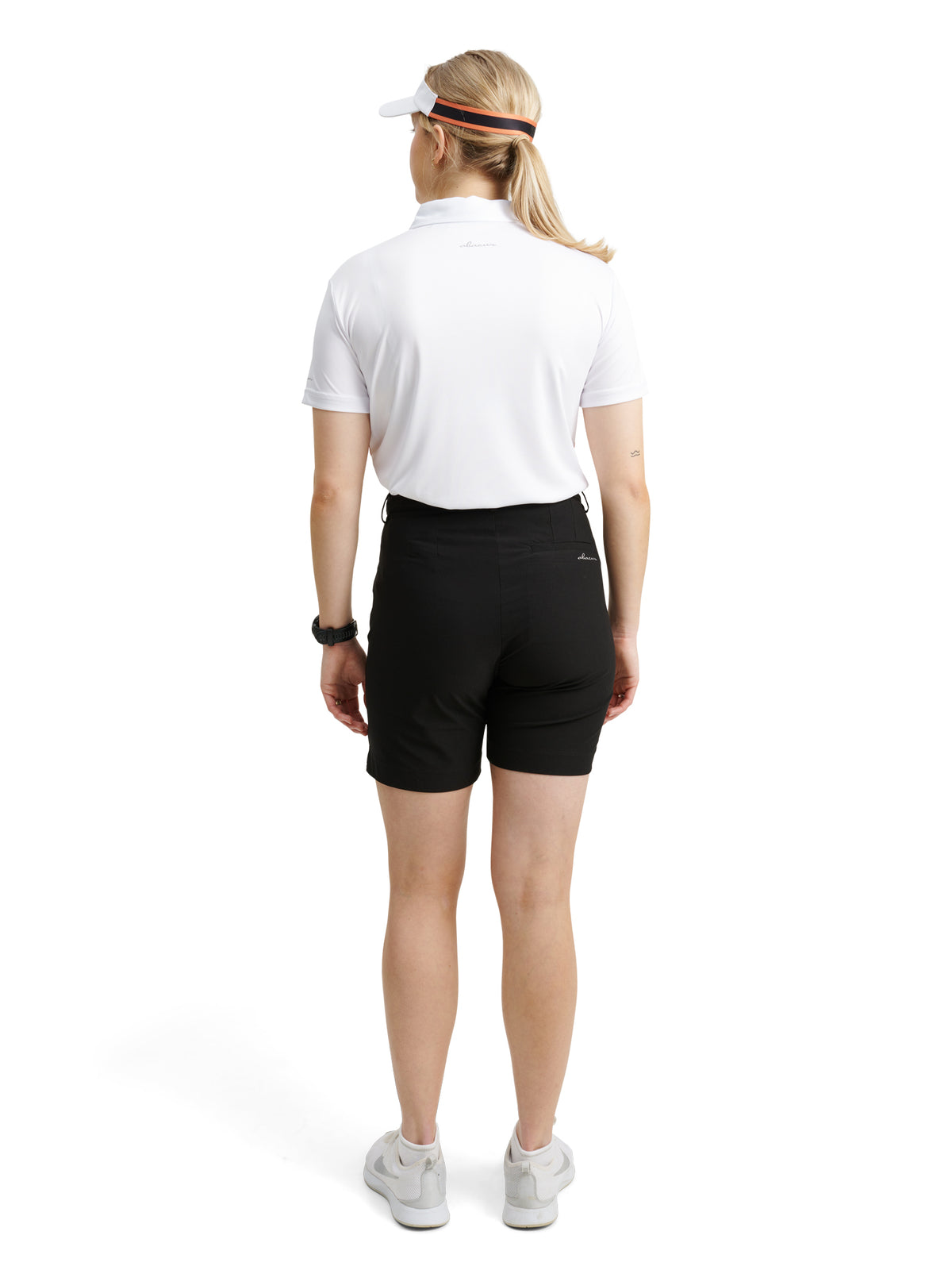 Lds Cherry stripe polo - white-4