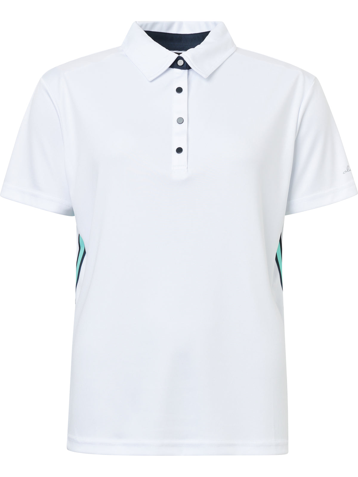 Lds Cherry stripe polo - aqua/white-4