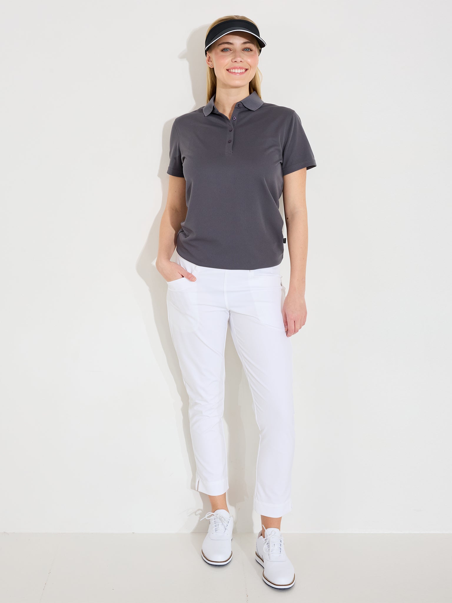Lds Cray drycool polo - dk.grey-3