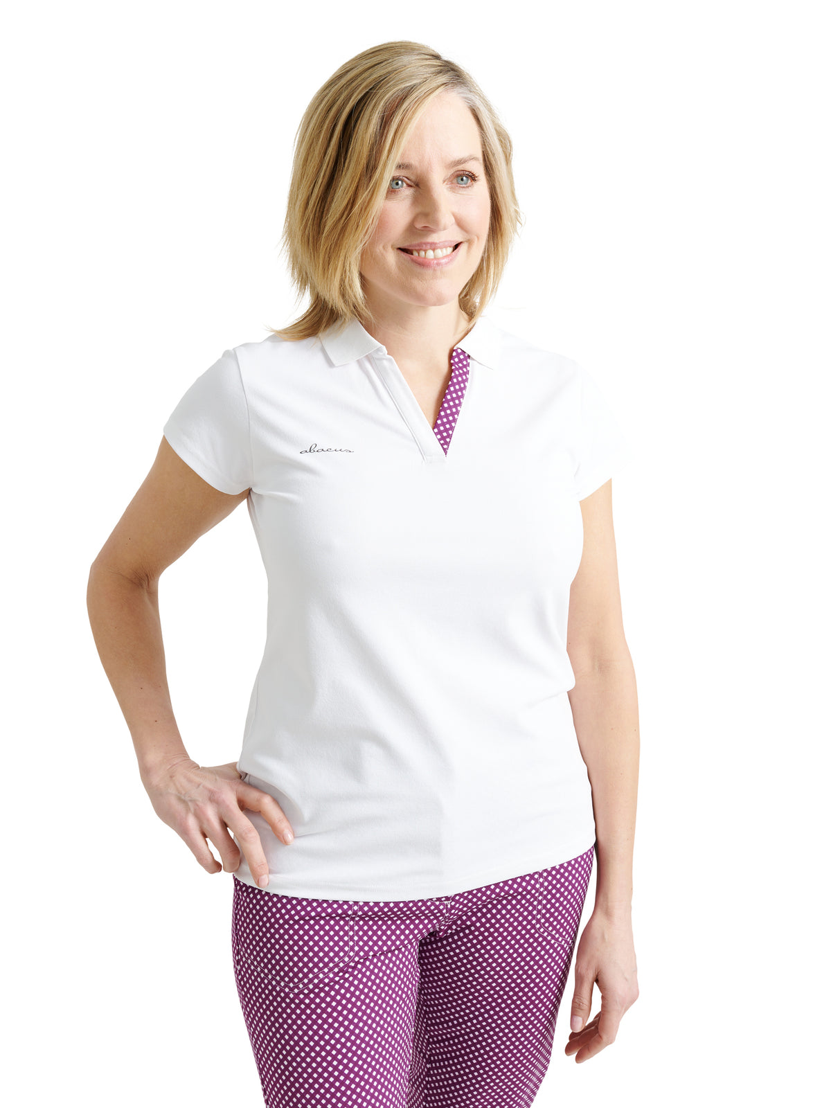 Lds Merion cupsleeve - violet check-1