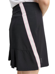 Lds Brook stripe skort 45cm - black/begonia