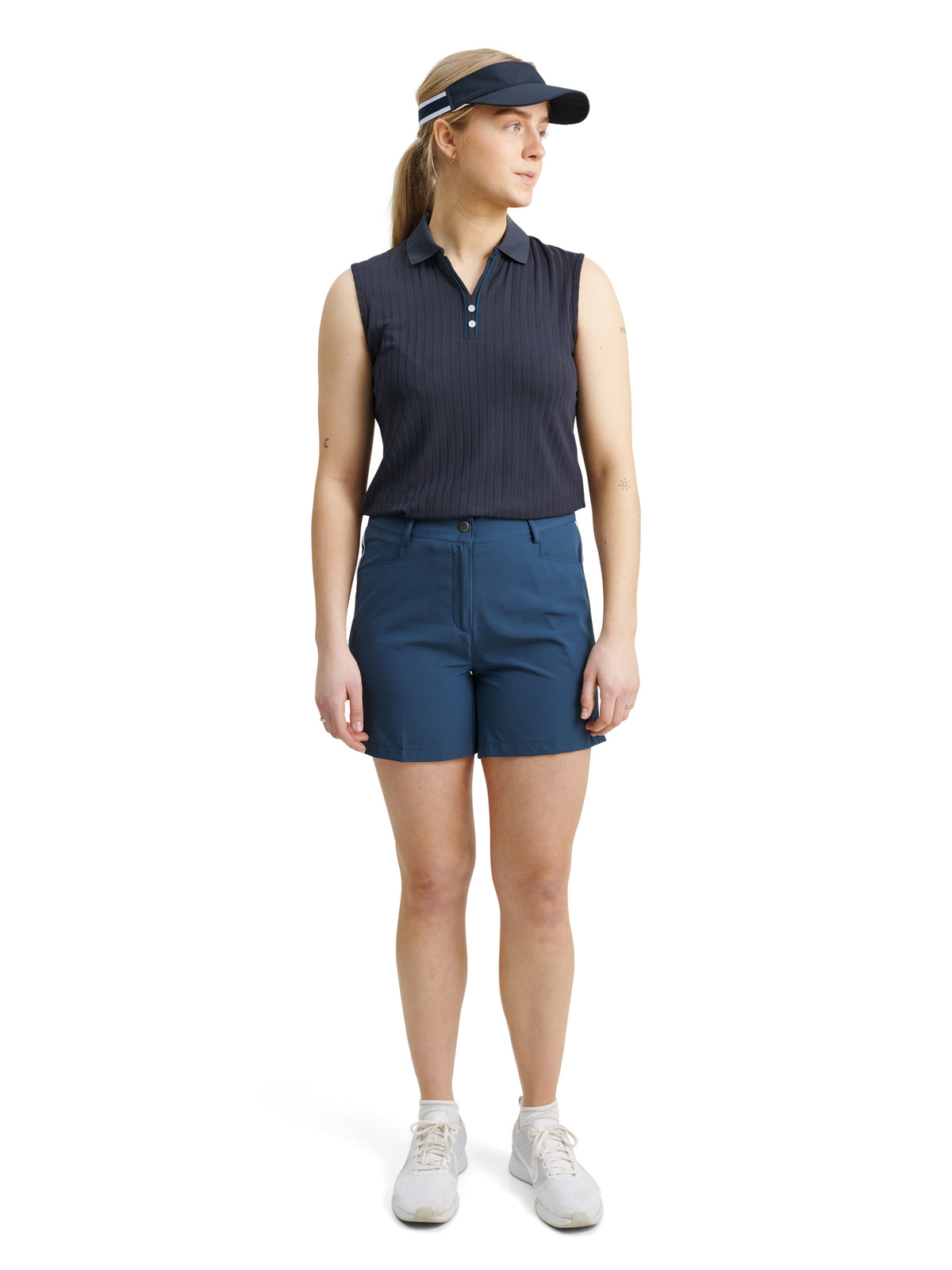 Lds Brook stripe shorts - peacock blue-2