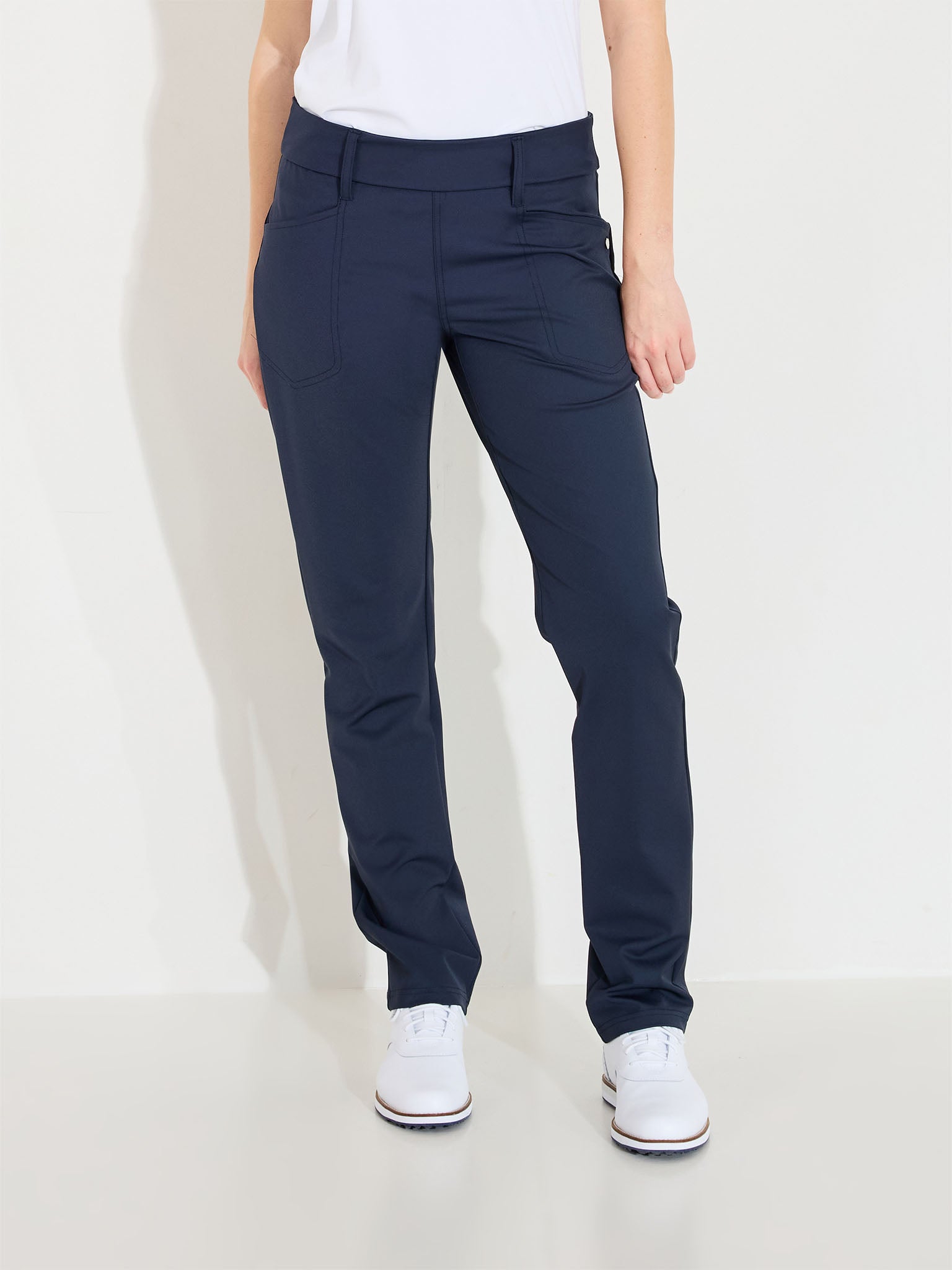 Lds Elite pull-on midwaist trousers - navy-1