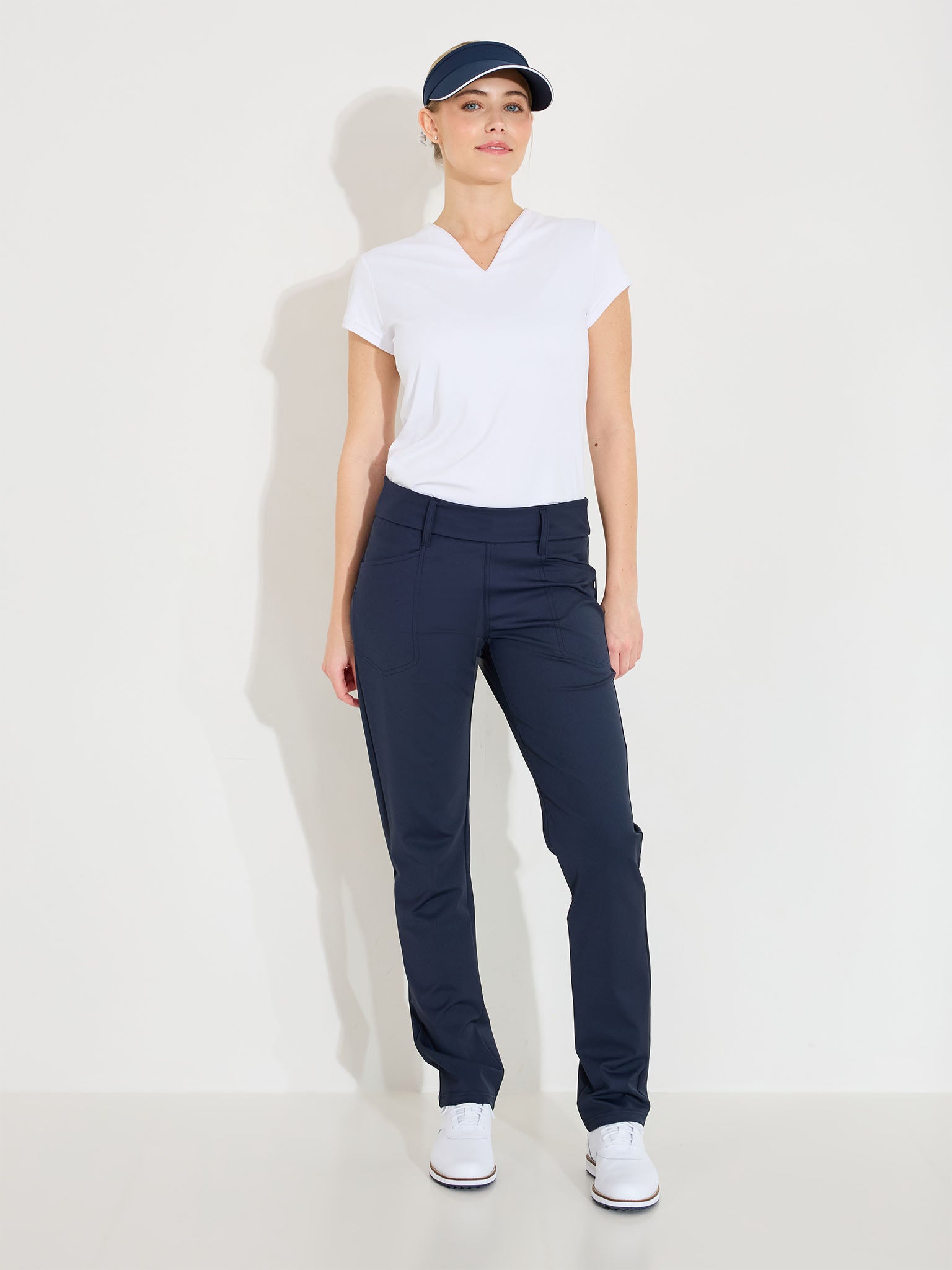 Lds Elite pull-on midwaist trousers - navy-3