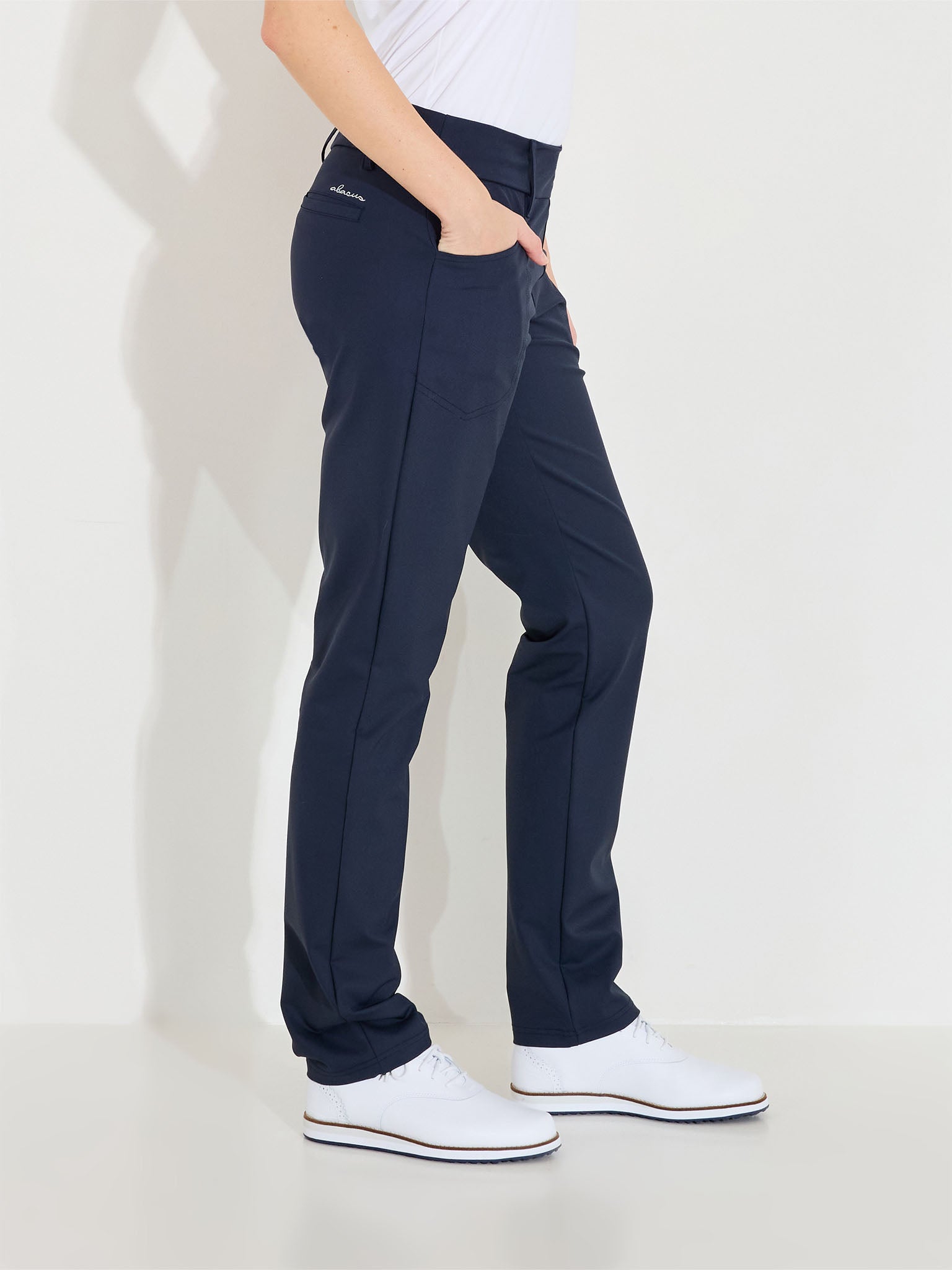 Lds Elite pull-on midwaist trousers - navy-4