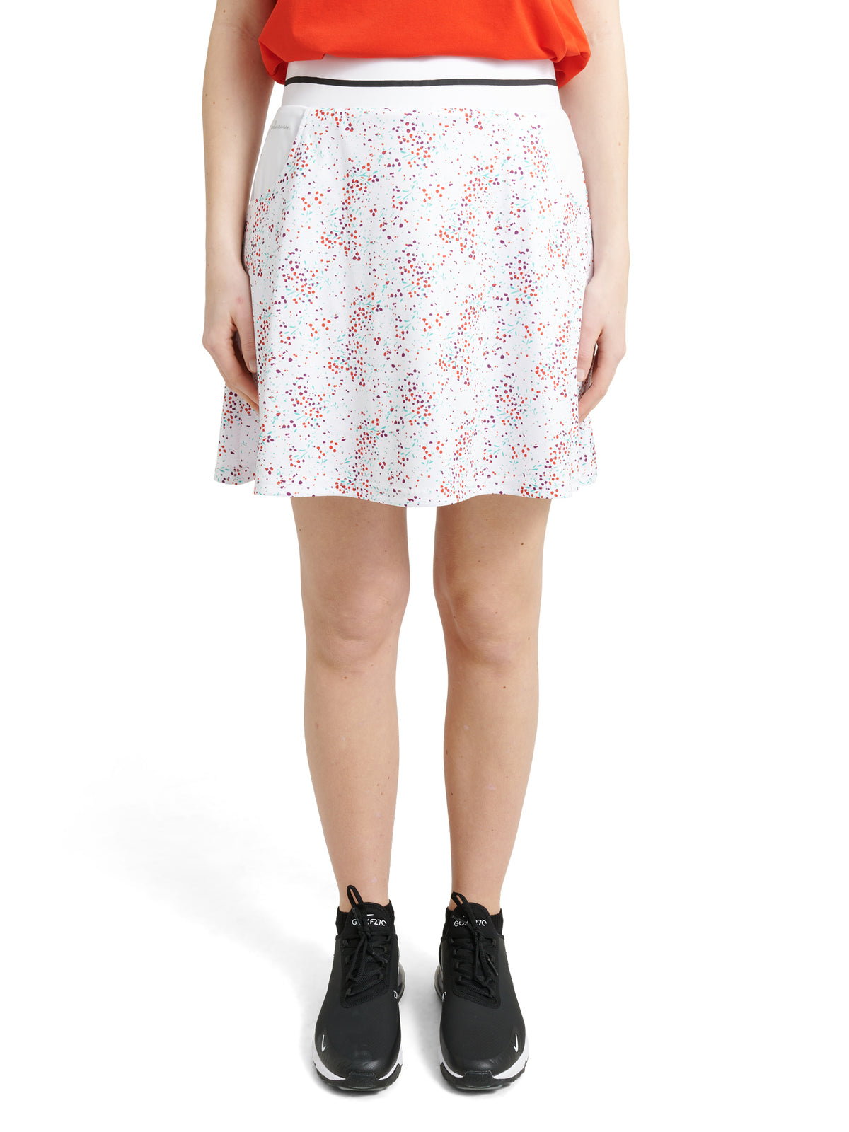 Lds Juliet skort 45cm - white floral-1