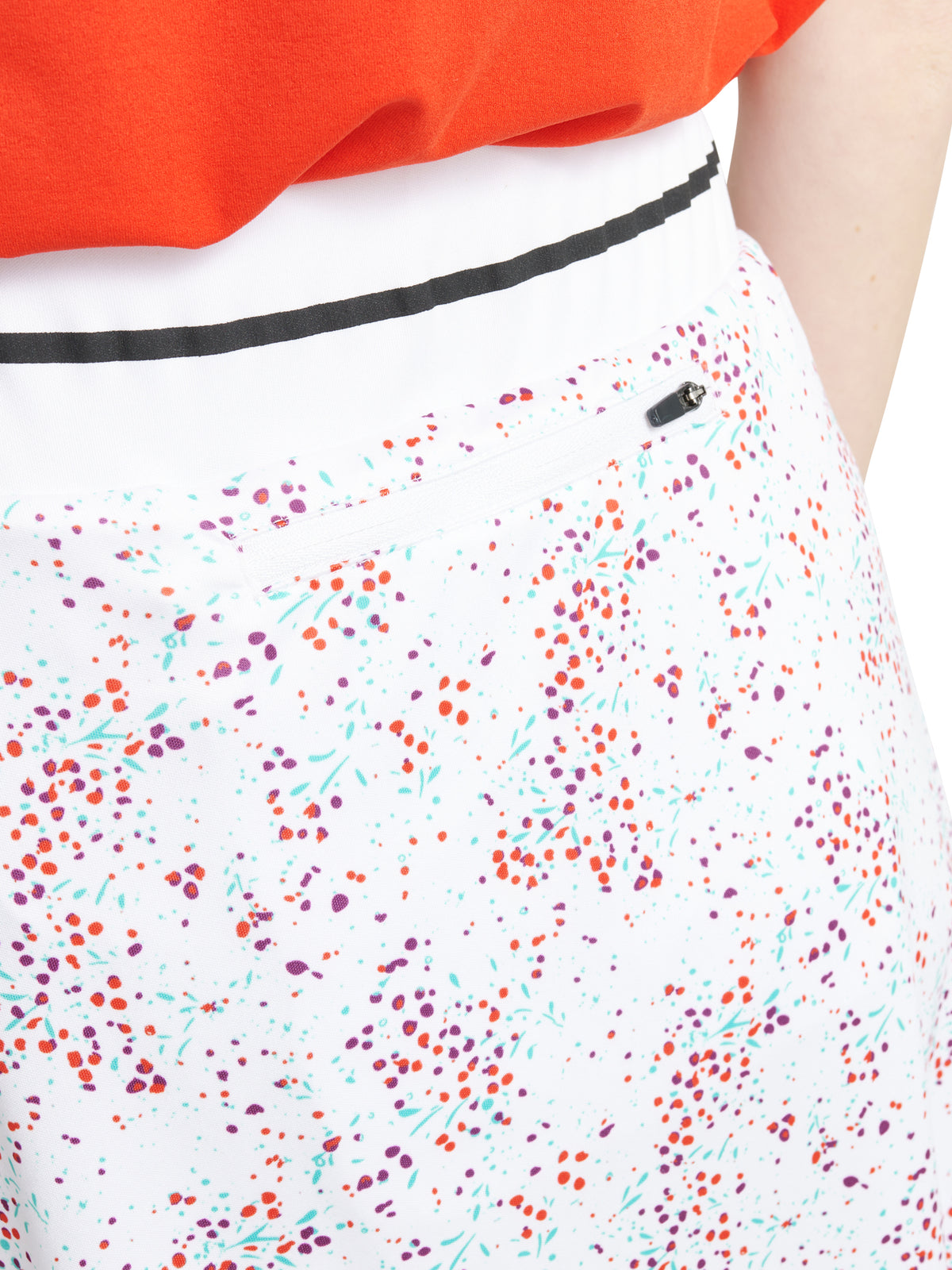 Lds Juliet skort 45cm - white floral-5