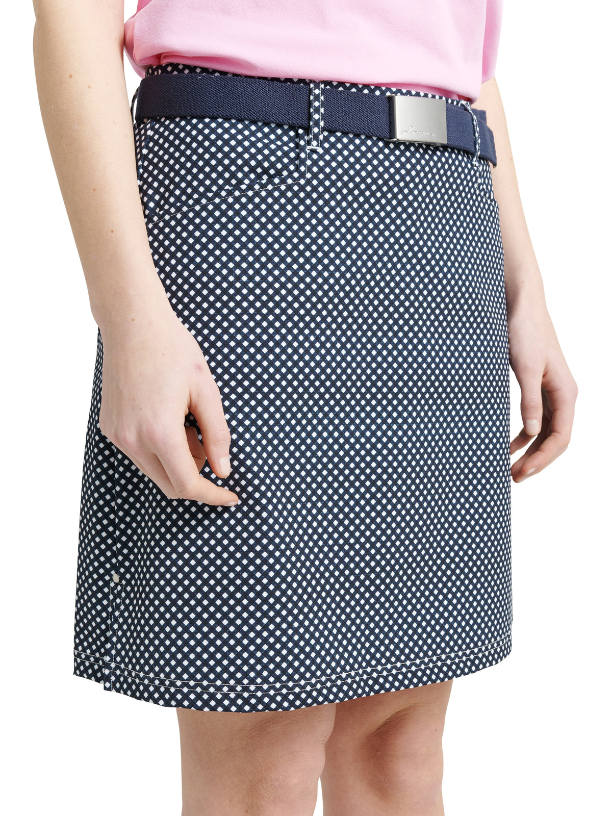 Lds Merion skort 45cm - navy check-1