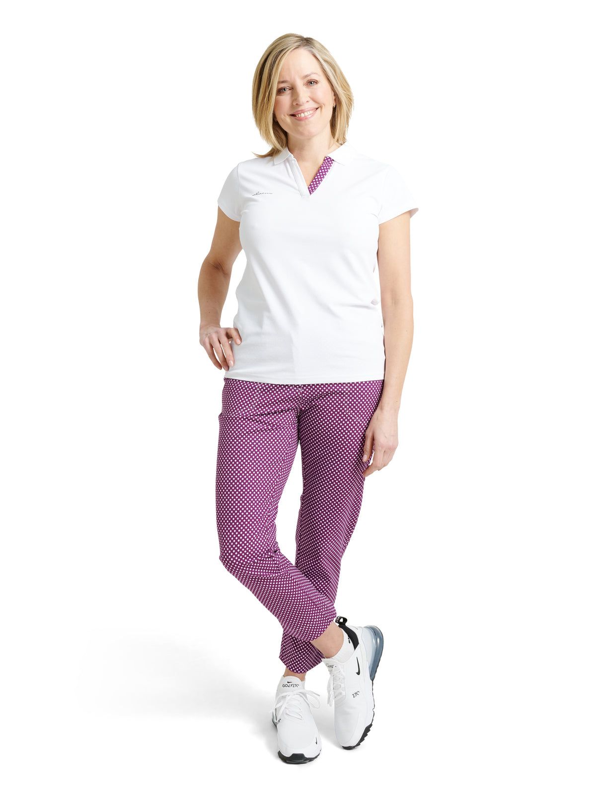 Lds Merion 7/8 trousers - violet check-3