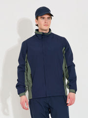 Mens Links stretch rainjacket - navy/forest