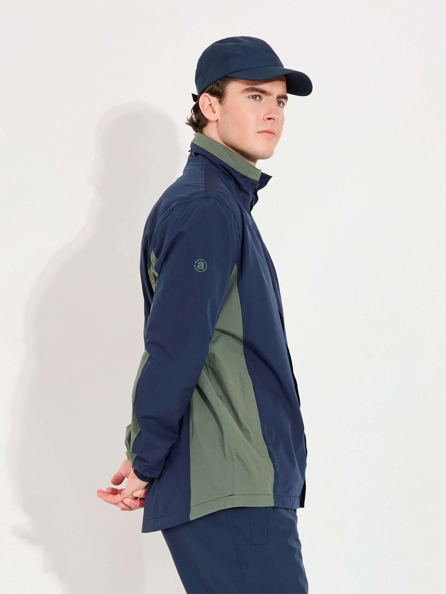 Mens Links stretch rainjacket - navy/forest-5