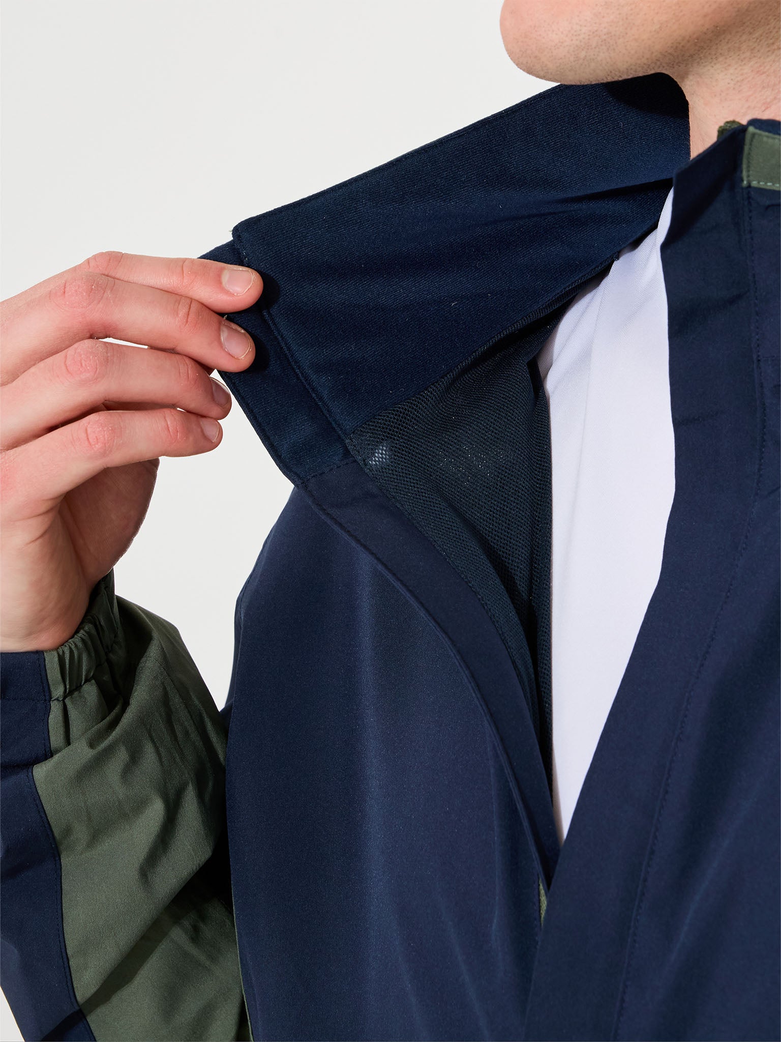 Mens Links stretch rainjacket - navy/forest-4