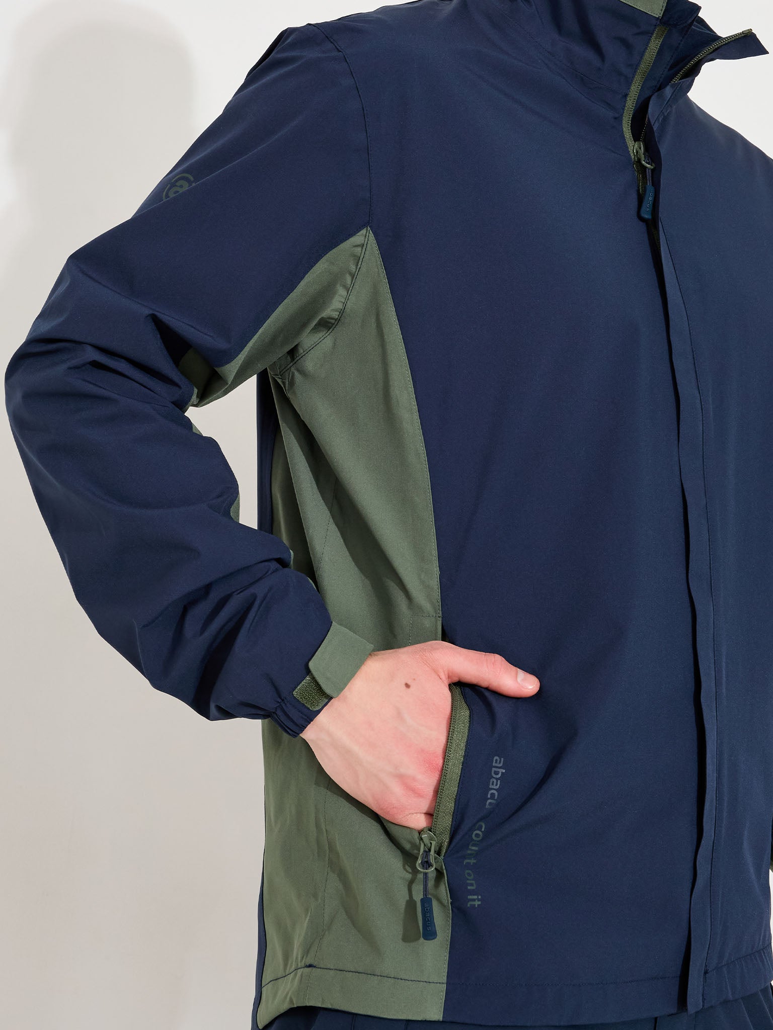 Mens Links stretch rainjacket - navy/forest-6