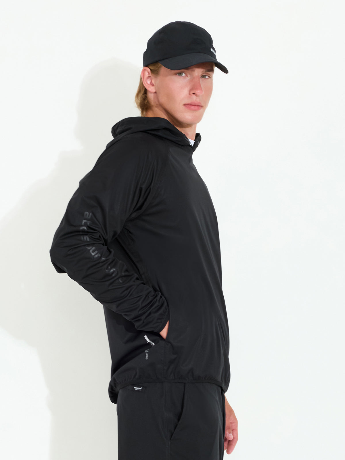 Mens Bounce waterproof hoodie - black-7