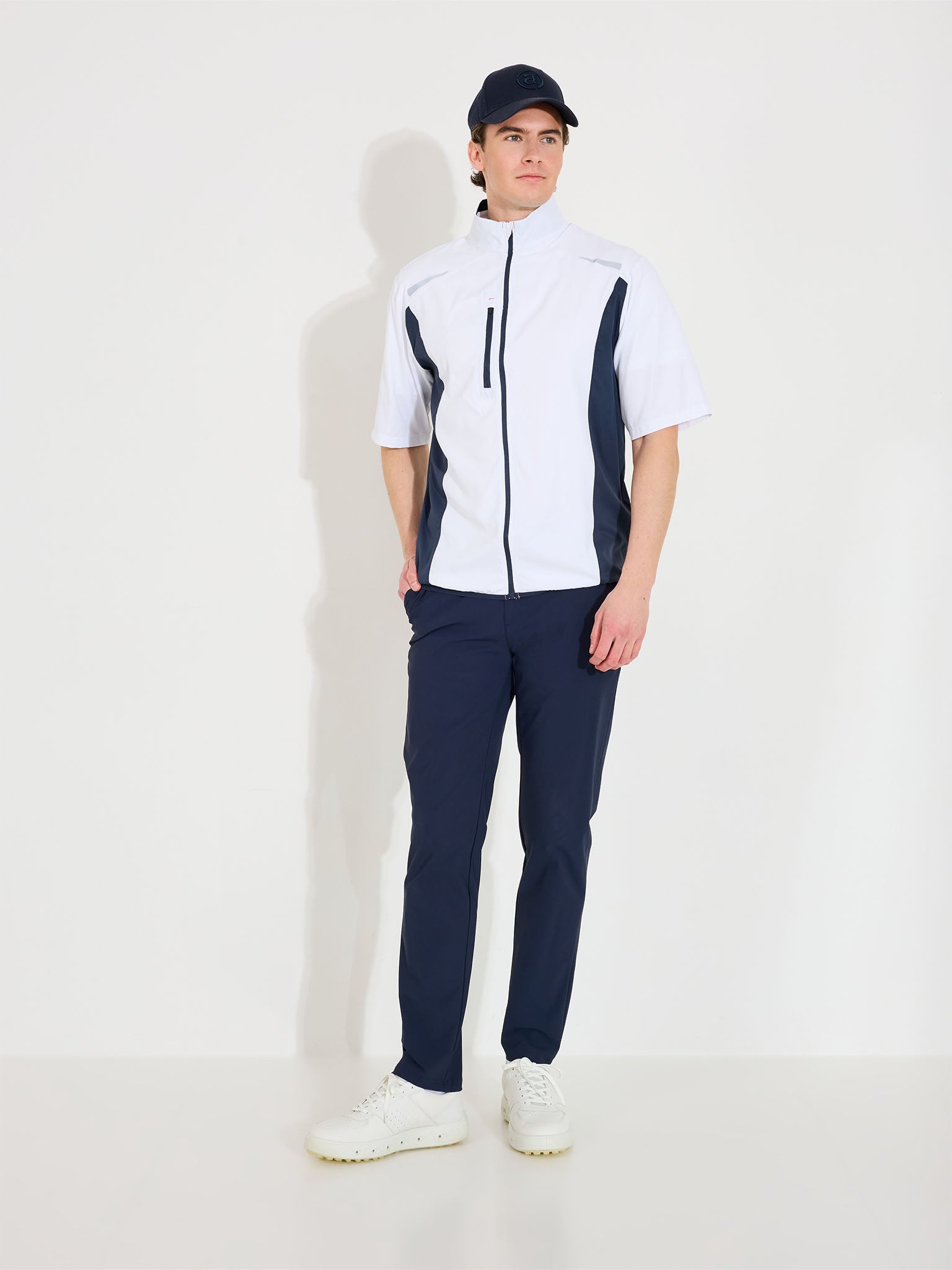 Mens Lanark stretch windshirt - white/navy-4