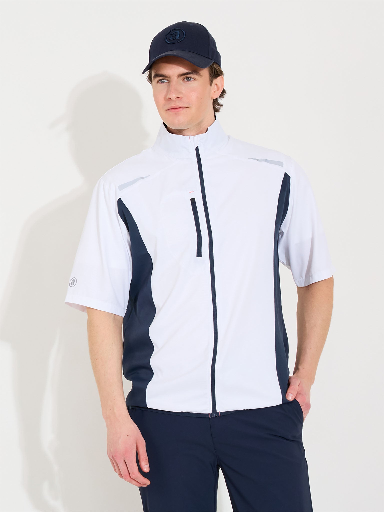 Mens Lanark stretch windshirt - white/navy