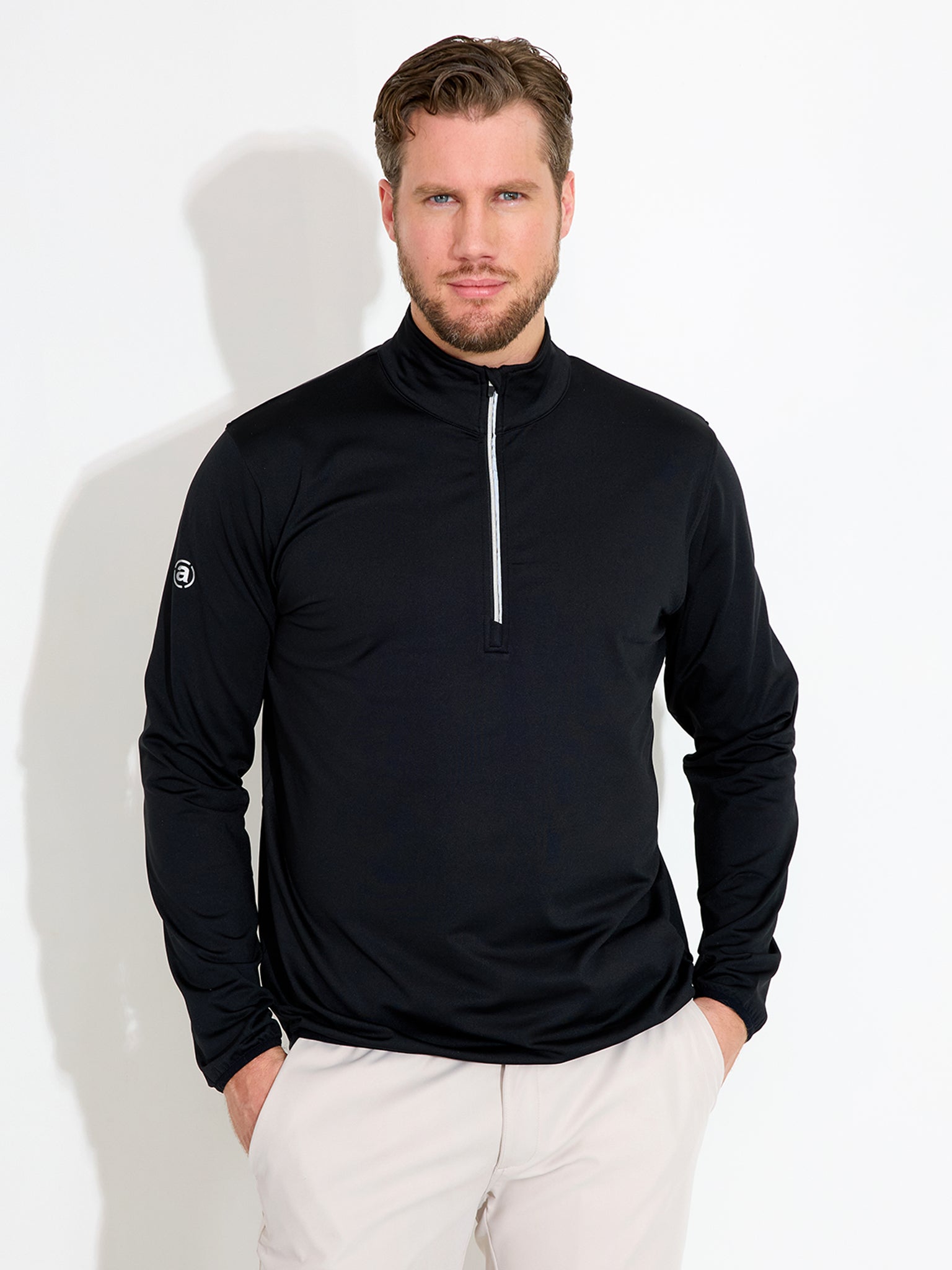 CLUBHAUS　 FablicMix Halfzip Mens Cradoc halfzip fleece - black – Abacus Sportswear