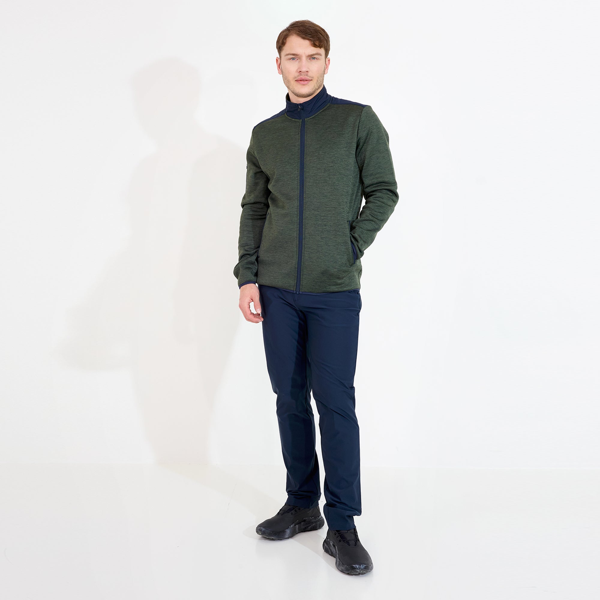 Mens Arden midlayer fullzip - forest melange-4