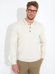 Mens Niblick longsleeve polo - clam