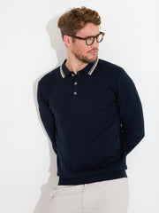 Mens Niblick longsleeve polo - navy