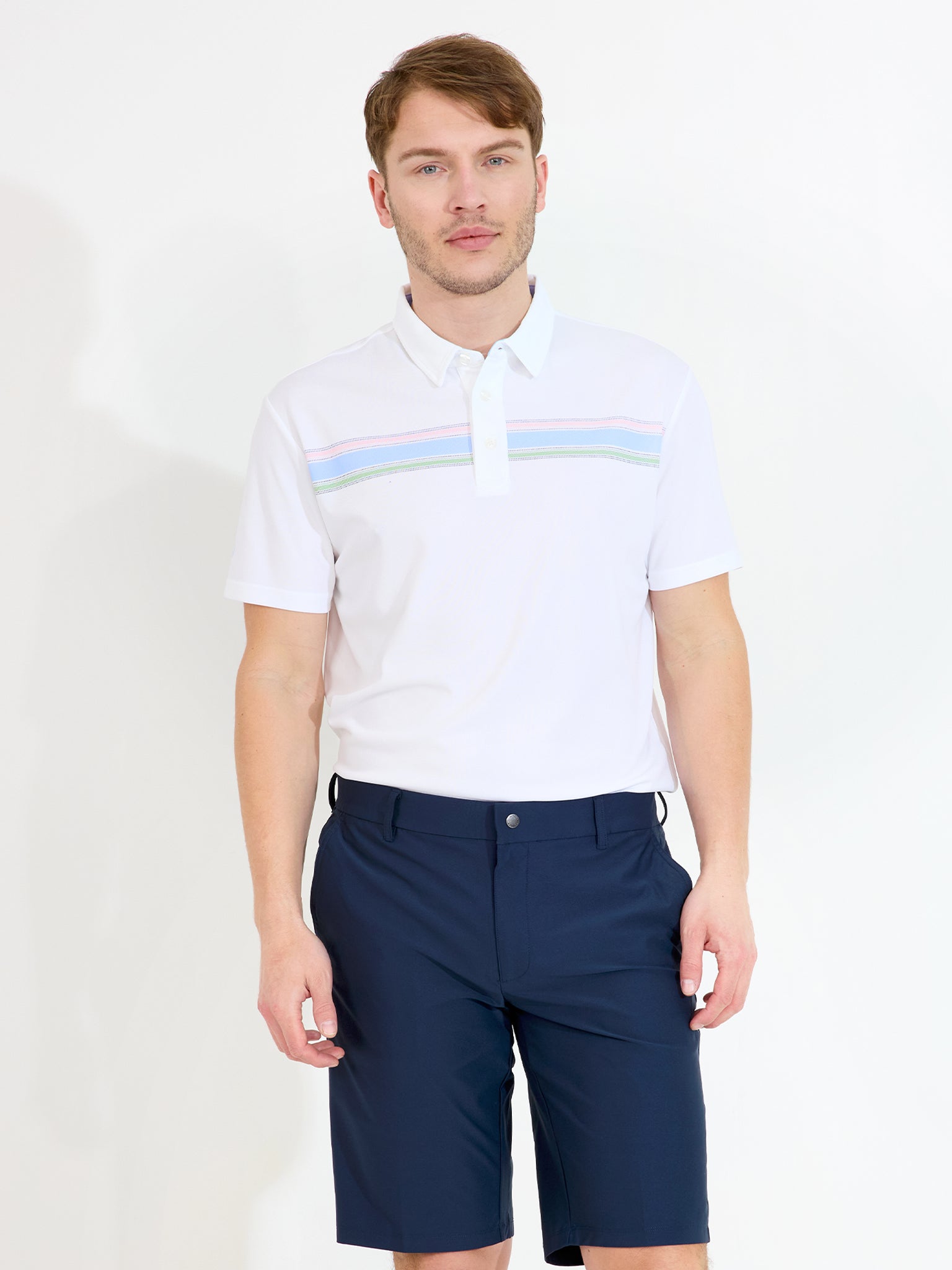 Mens Cruit drycool polo - white/iceblue
