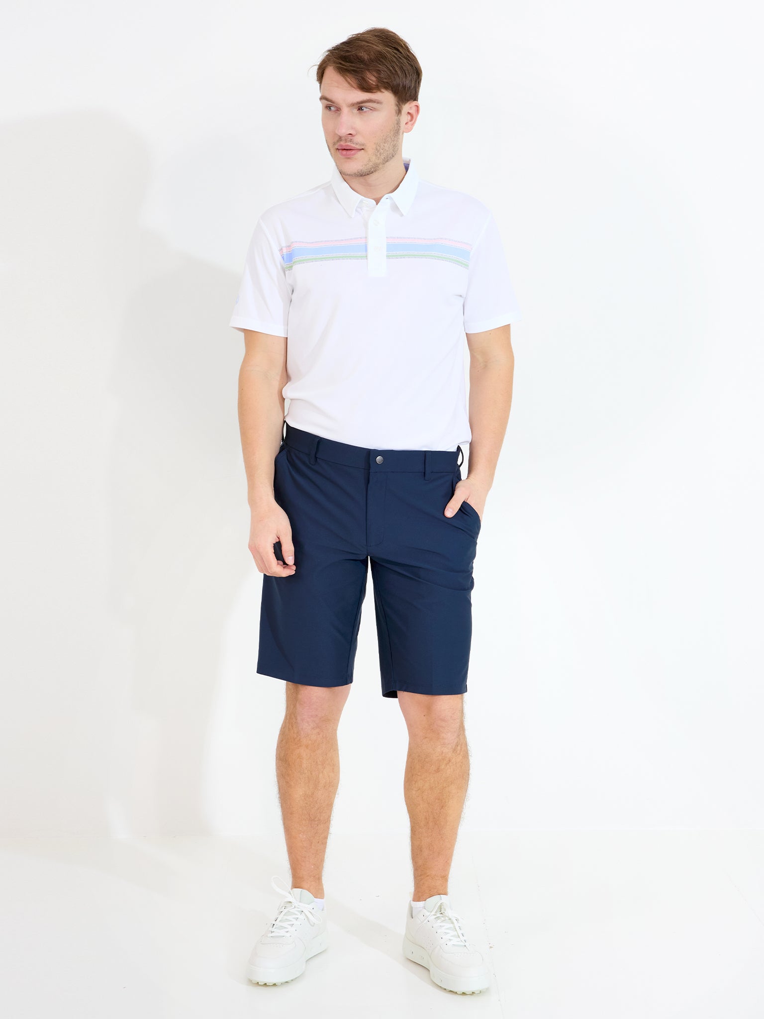 Mens Cruit drycool polo - white/iceblue-3