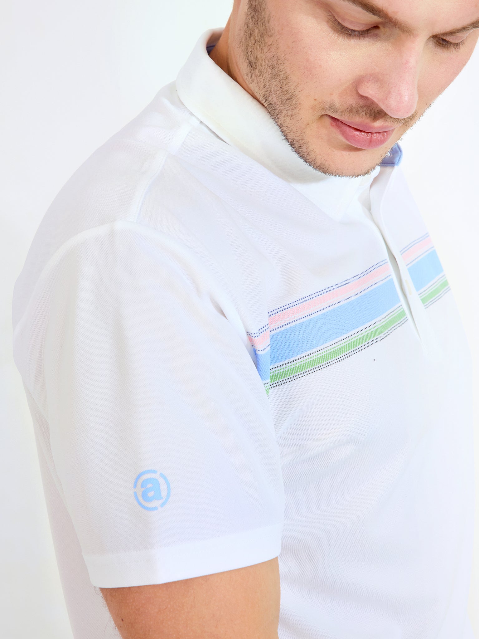 Mens Cruit drycool polo - white/iceblue-4