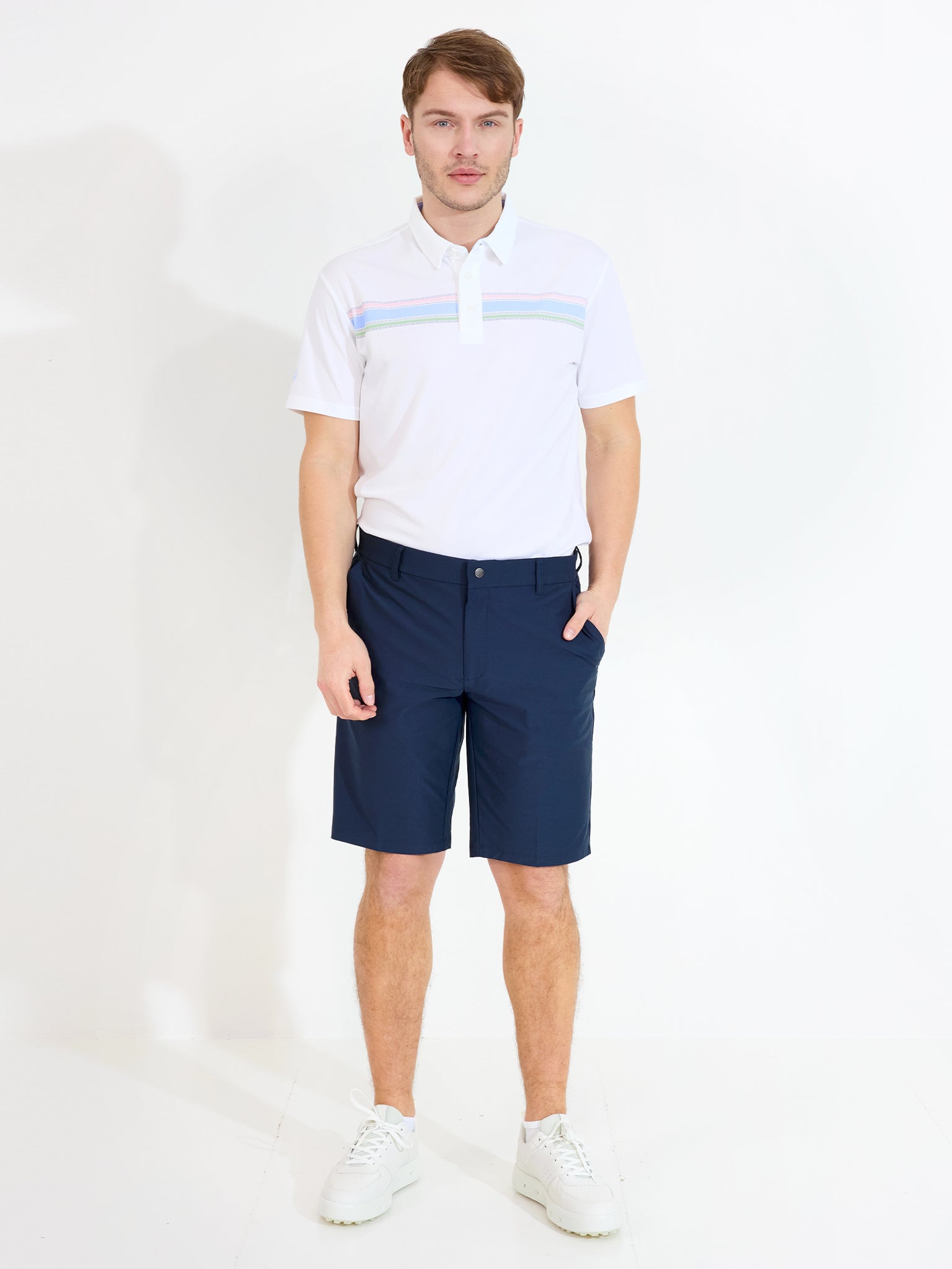 Mens Cruit drycool polo - white/iceblue-5