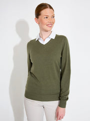 Lds Liffin V-neck pullover - forest