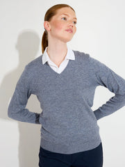 Lds Liffin V-neck pullover - greymelange